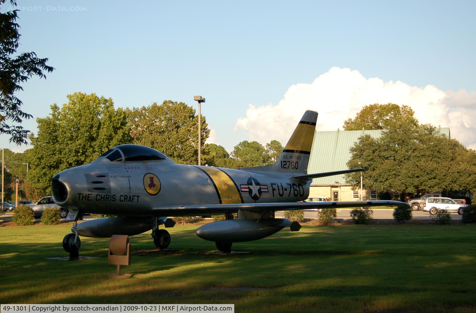 49-1301, 1949 North American F-86A-5-NA Sabre C/N 161-295, North American F-86A-5-NA Sabre on display at Maxwell AFB, Montgomery, AL