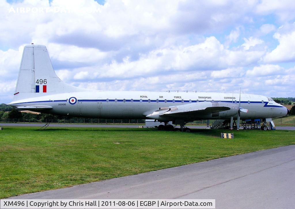 XM496, 1959 Bristol Britannia C.1 (175 Britannia 253F) C/N 13508, wfu by the RAF 27/10/75, XM496 was purchased by Monarch Airline's 6/1/76, delivered to Afrek 6/6/76. Back to Monarch 30/7/84, sold to AeroCaribbean 08/84 then Transair Cargo and finally Service Airlift. Final flight to Kemble 14/10/97 as EL-WXA.