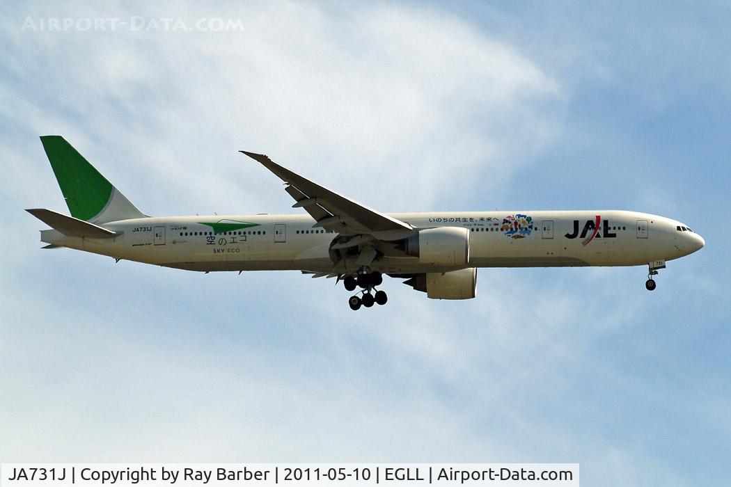 JA731J, 2003 Boeing 777-346/ER C/N 32431, Boeing 777-346ER [32431] (Japan Airlines) Heathrow~G 10/05/2011.