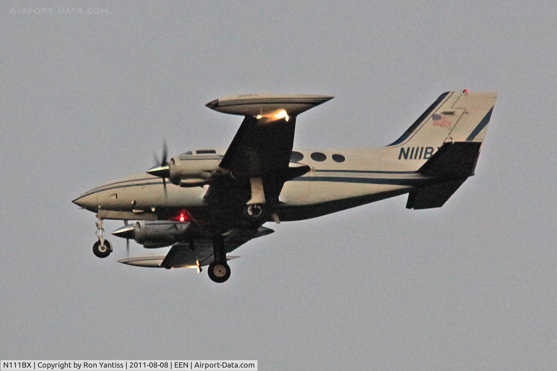 N111BX, 1972 Cessna 414 Chancellor Chancellor C/N 414-0368, ILS approach to runway 02, Dillant-Hopkins Airport, Keene, NH at 8:07 pm.