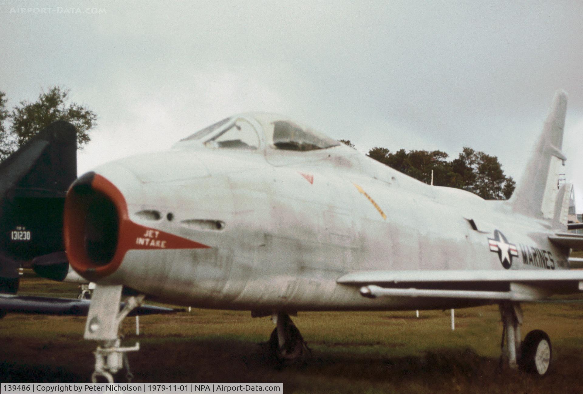 139486, 1957 North American FJ-4 Fury C/N 209-106, F-1E Fury as displayed in November 1979 at the Pensacola Naval Air Museum.