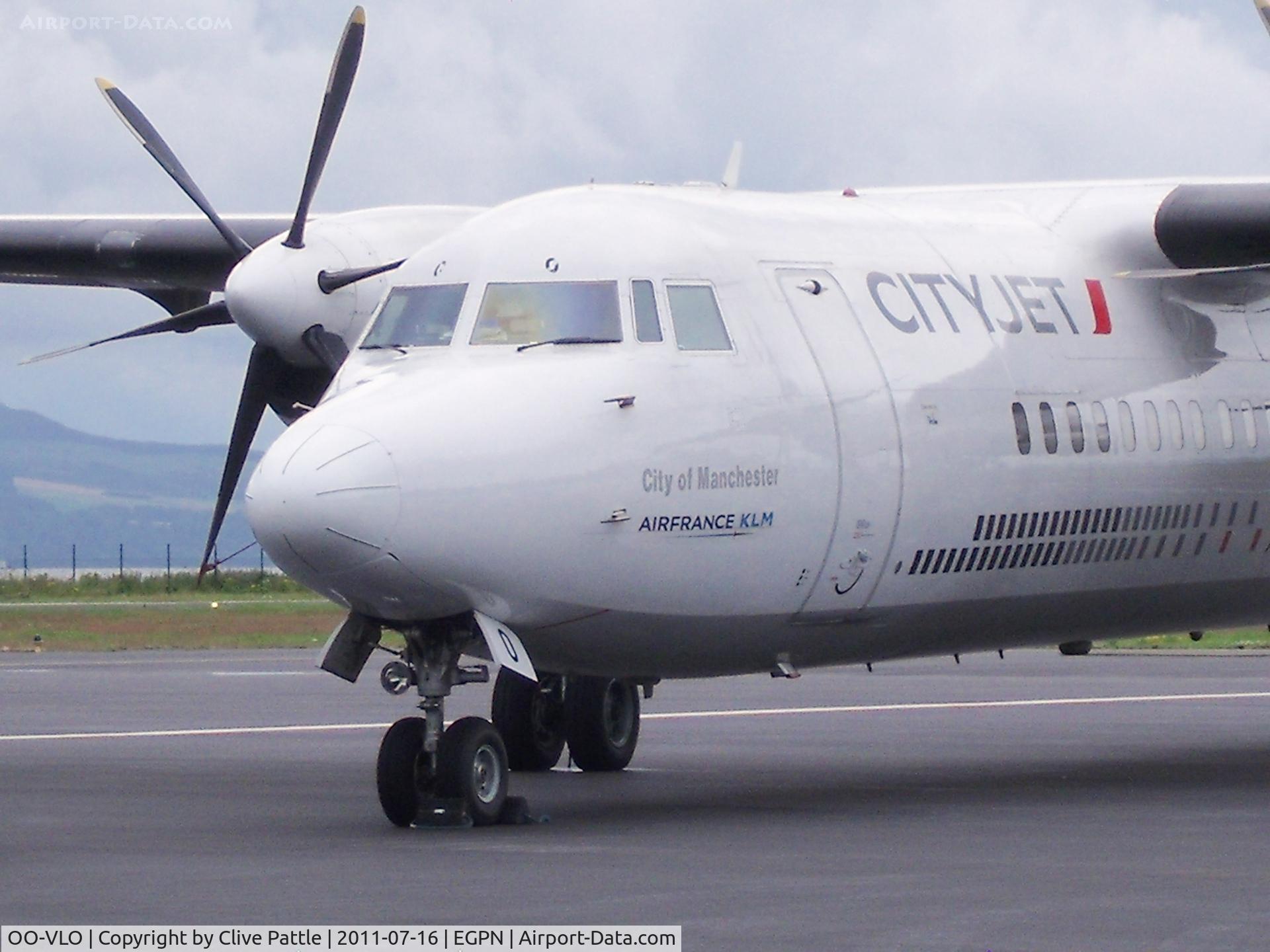 OO-VLO, 1988 Fokker 50 C/N 20127, On the apron at Dundee EGPN after arrival from Jersey EGJJ with the weekly charter flight.