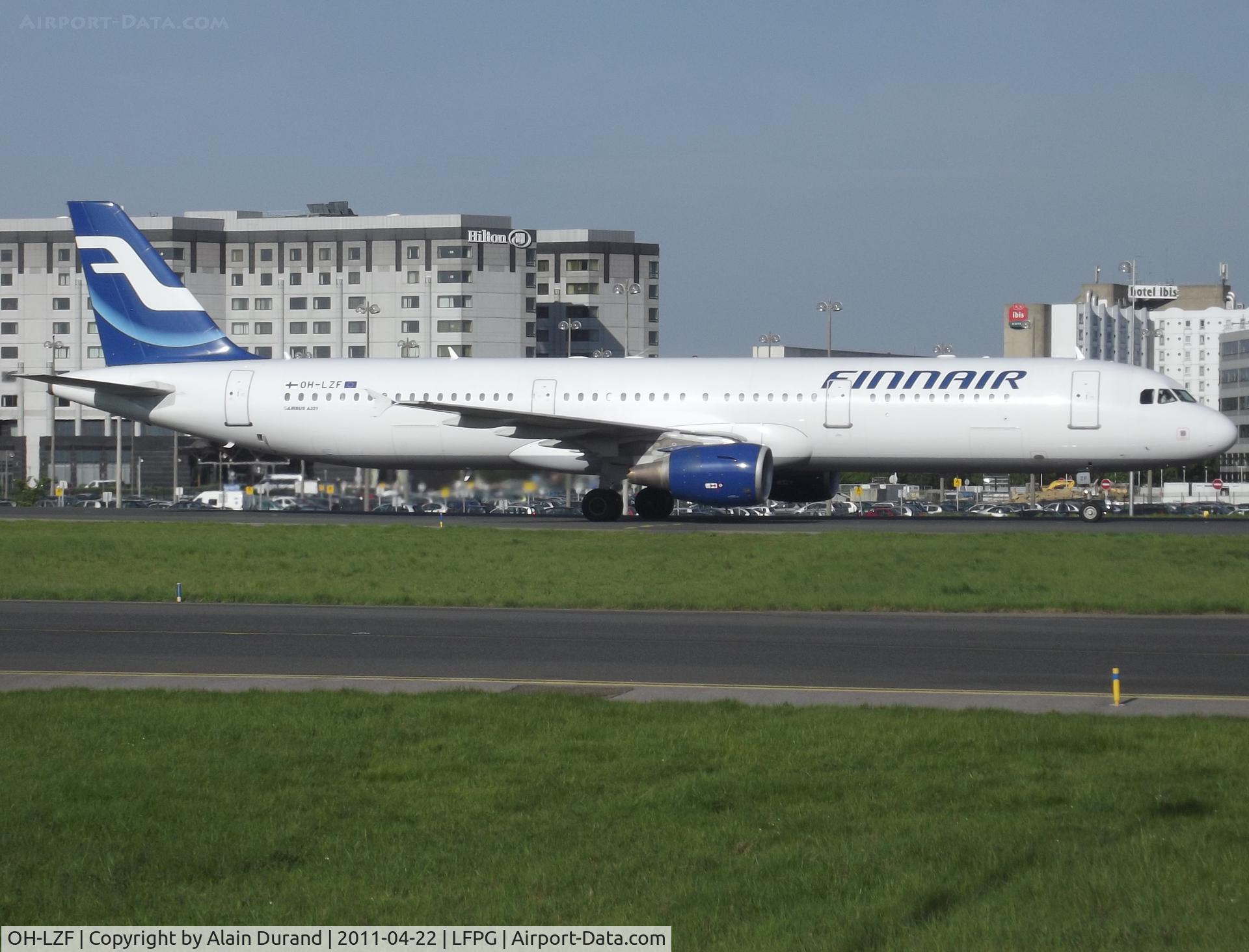 OH-LZF, 2004 Airbus A321-211 C/N 2208, Landed on runway 27R and then reached the parallels by taxing on Alpha loop