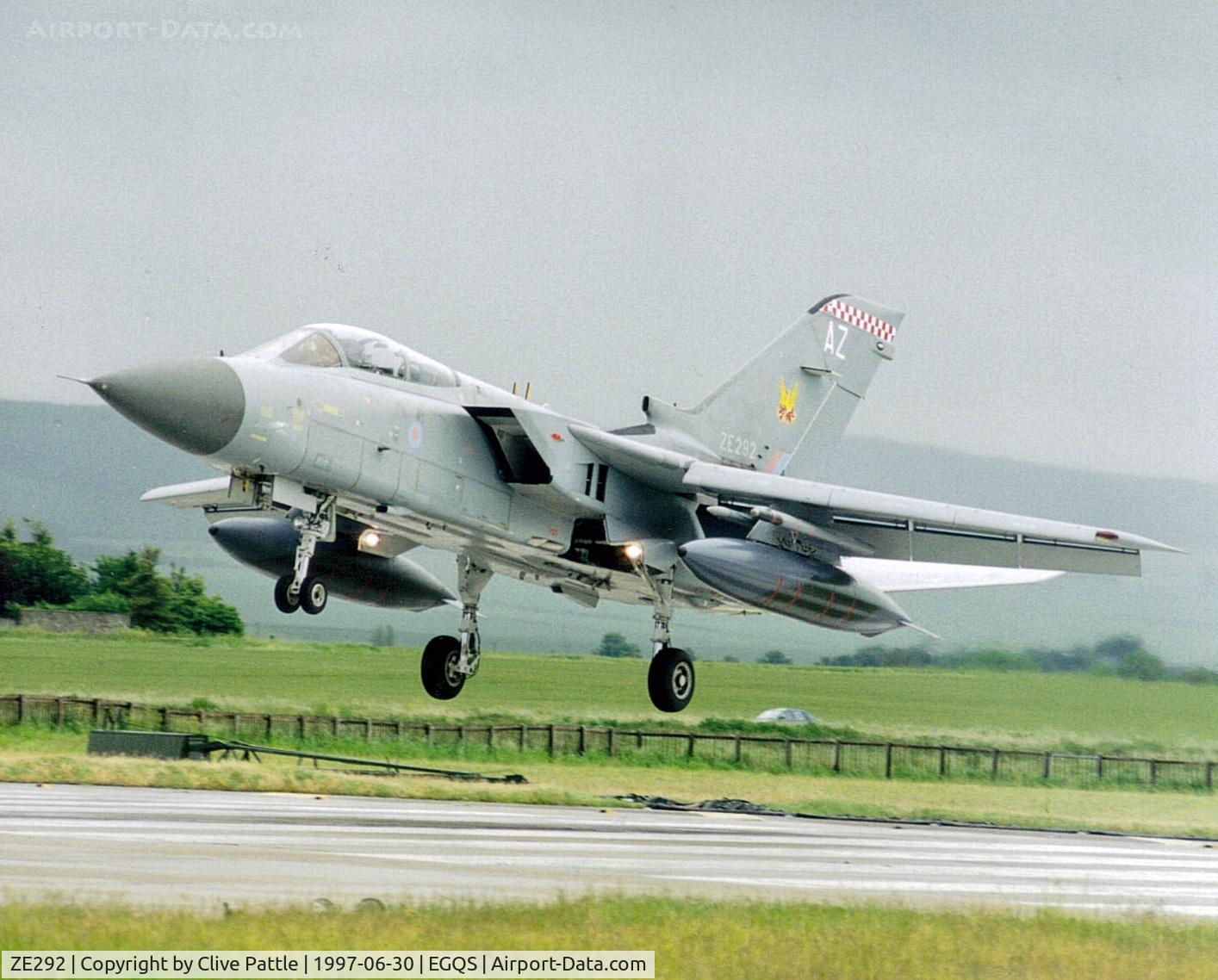 ZE292, 1987 Panavia Tornado F.3 C/N AS038/626/3279, RAF Tornado F.3 ZE292 coded AZ of 56(R) Sqn pictured landing at RAF Lossiemouth (EGQS)