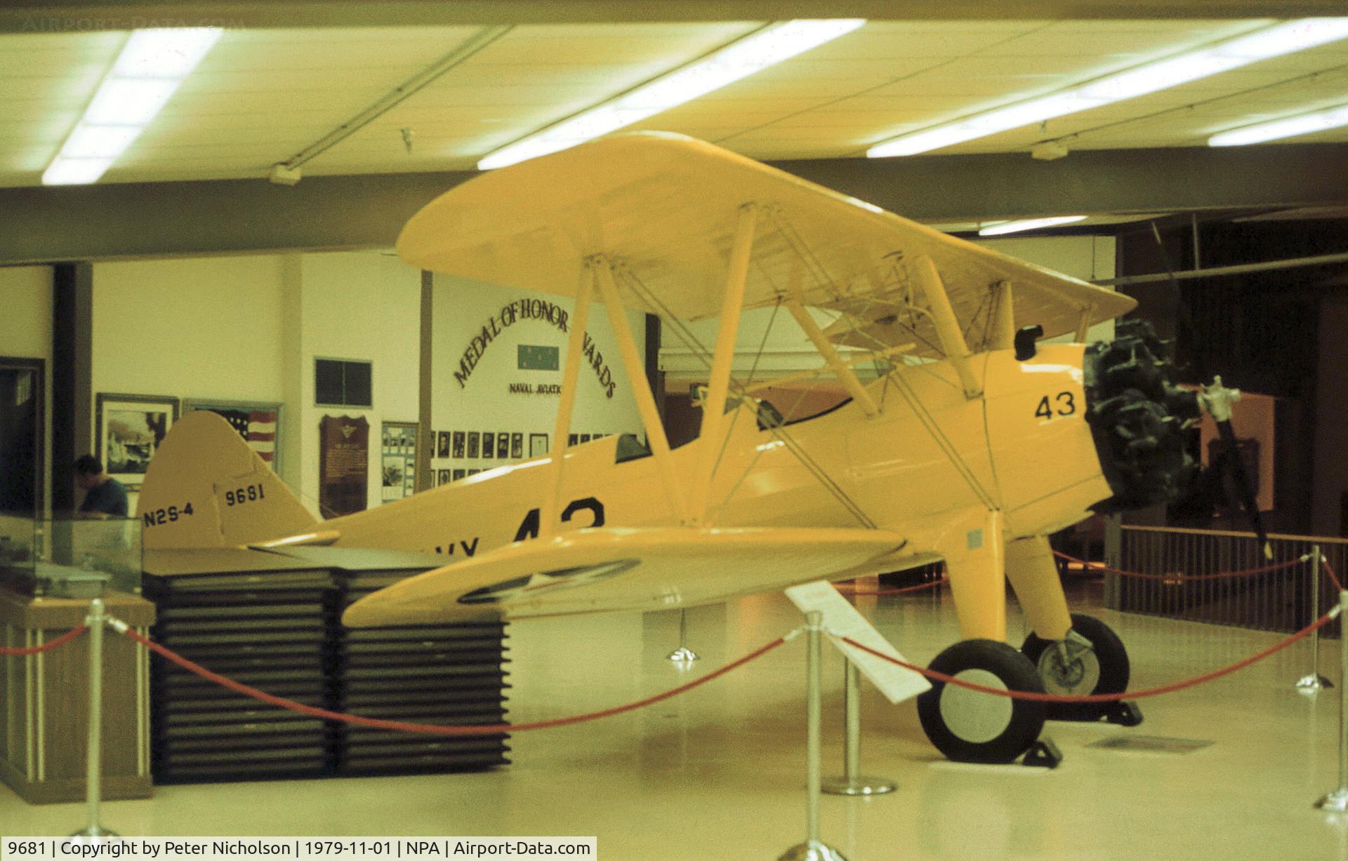 9681, Boeing N2S-4 Kaydet (A75N1) C/N 9681, N2S-4 Kaydet on display at the Pensacola Naval Aviation Museum in November 1979.