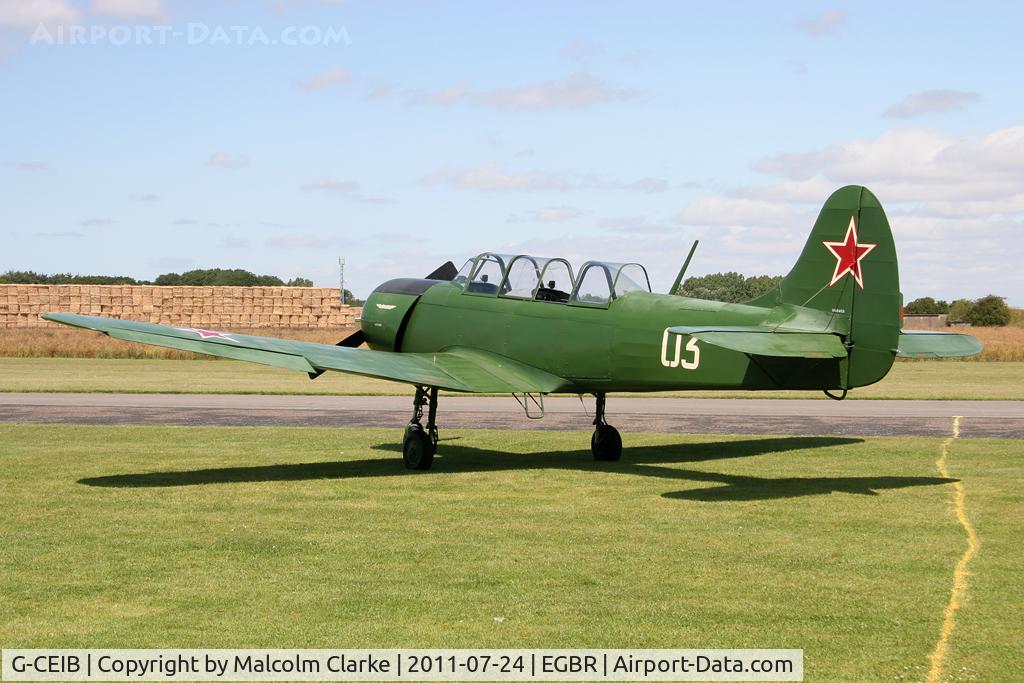 G-CEIB, 1958 Yakovlev Yak-18A C/N 1160403, Yakovlev Yak-18A - a new airfield resident - at Breighton Airfield's Wings & Wheels Weekend, July 2011.