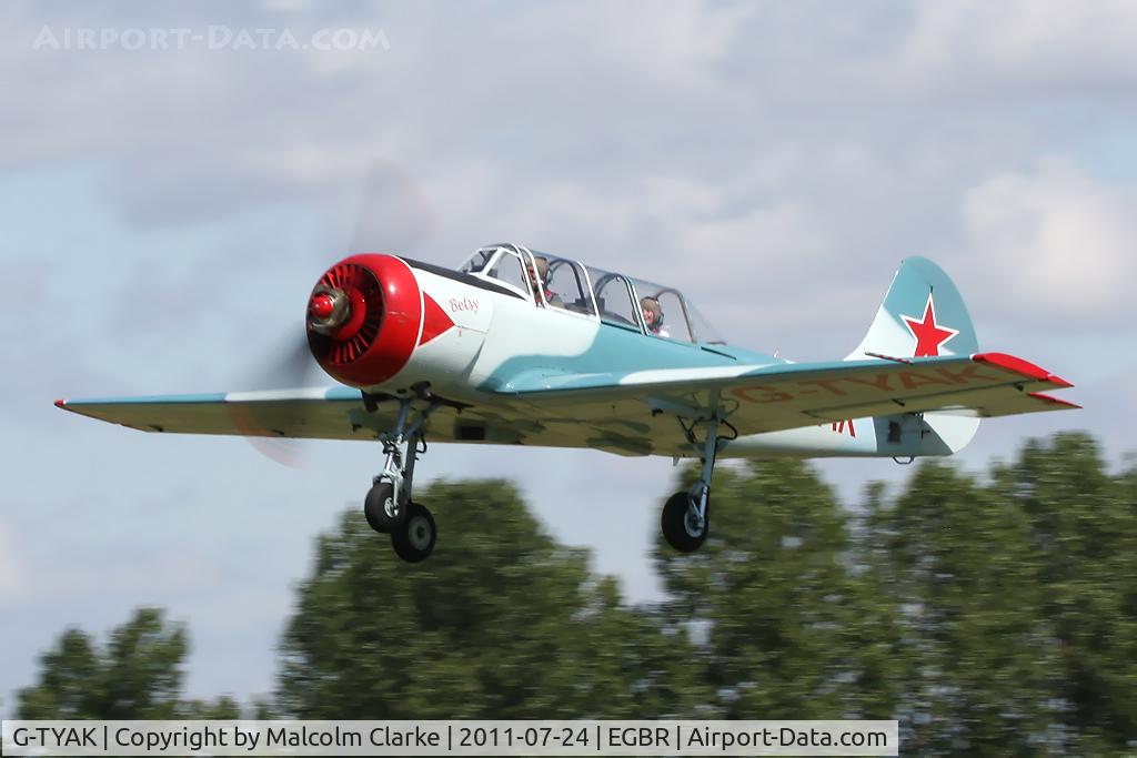 G-TYAK, 1989 Bacau Yak-52 C/N 899907, Bacau Yak-52 at Breighton Airfield's Wings & Wheels Weekend, July 2011.