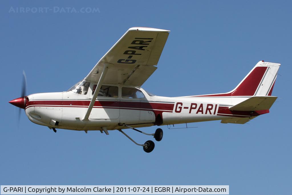 G-PARI, 1980 Cessna 172RG Cutlass RG Cutlass RG C/N 172RG-0010, Cessna 172RG Cutlass RG tucks up her wheels on leaving Breighton Airfield's Wings & Wheels Weekend, July 2011.