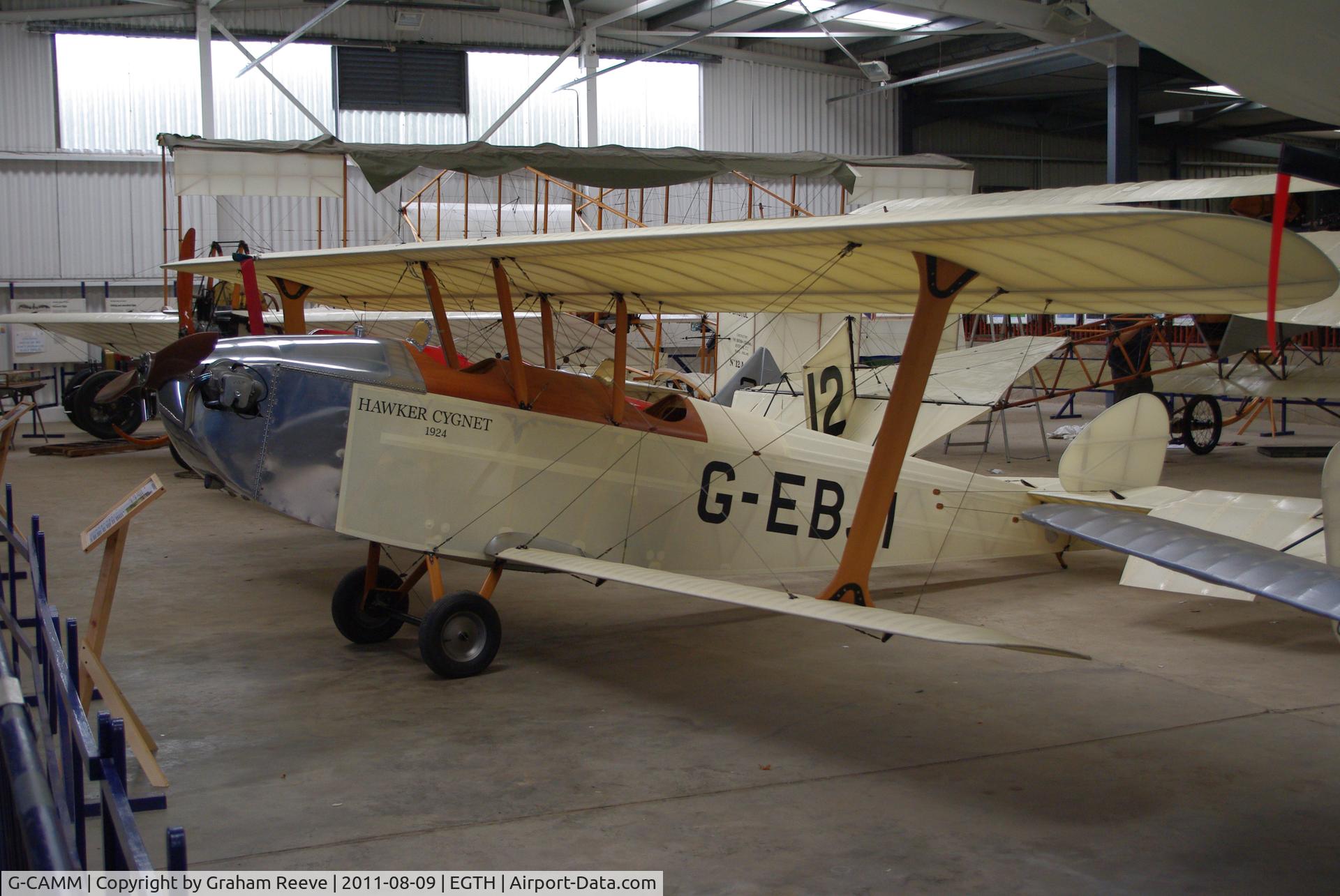 G-CAMM, 1992 Hawker Cygnet Replica C/N PFA 077-10245, On display.