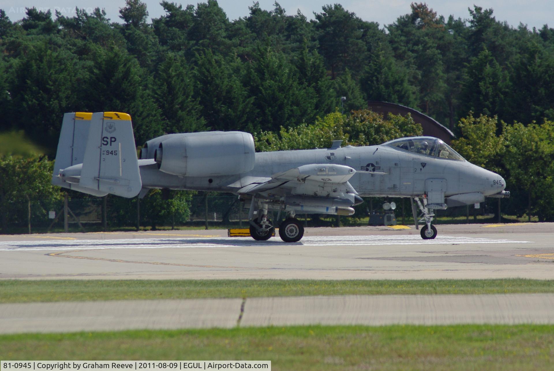 81-0945, 1981 Fairchild Republic A-10A Thunderbolt II C/N A10-0640, About to depart.
