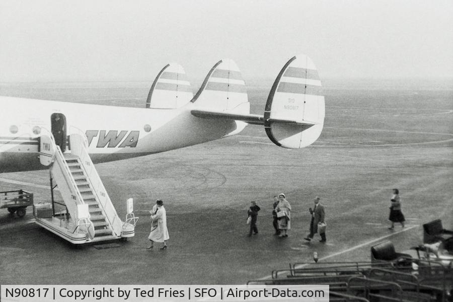 N90817, 1946 Lockheed L-049-46 Constellation C/N 2079, My family (I'm behind my mother) leaving San Francisco and returning to Detroit in November 1956.