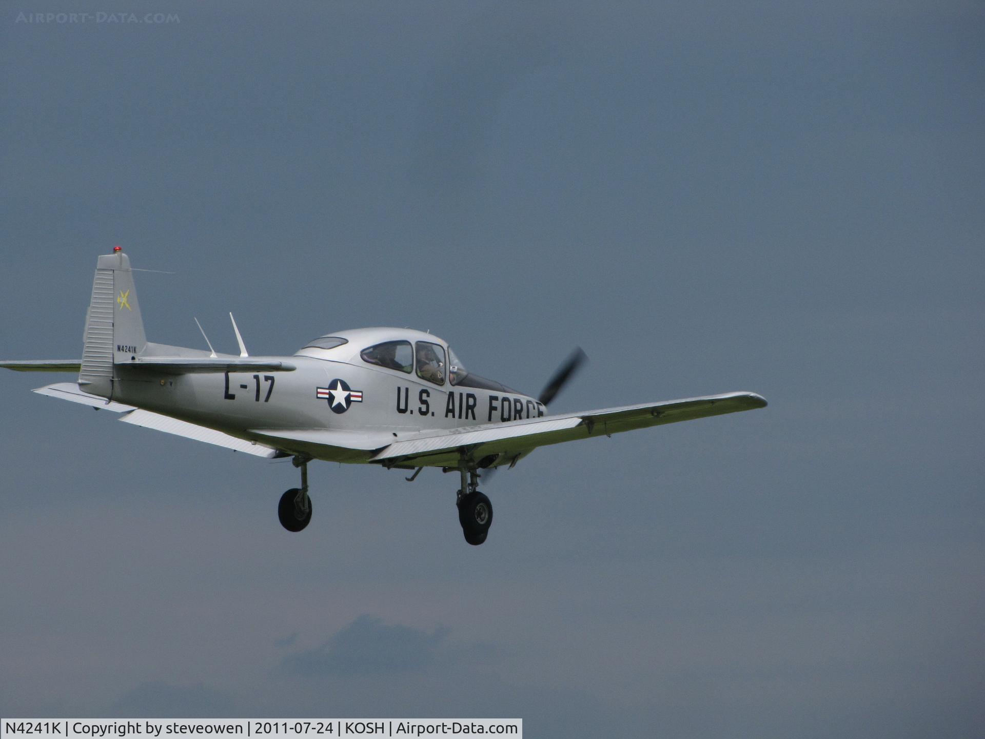 N4241K, 1948 Ryan Navion A C/N NAV-4-1241, landing Rwy 09 @ KOSH EAA 2011