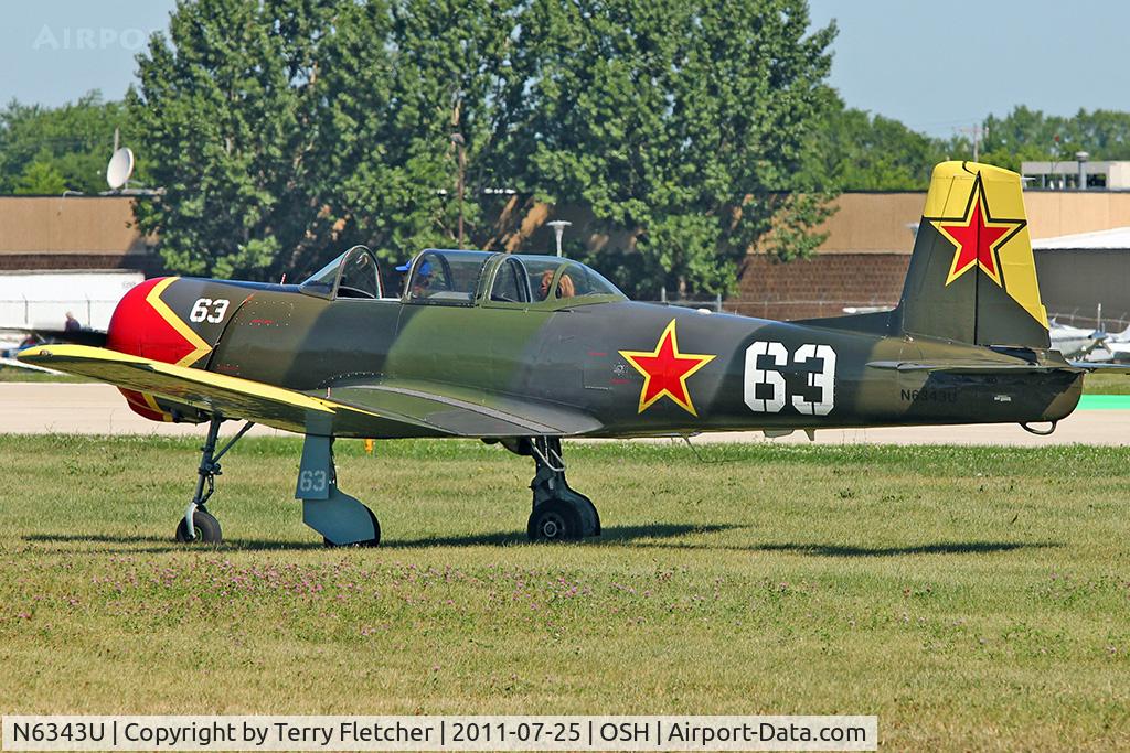 N6343U, 1980 Nanchang CJ-6 C/N 3732020, 1980 Nanchang China CJ-6, c/n: 3732020 - WHITE 63 - at 2011 Oshkosh