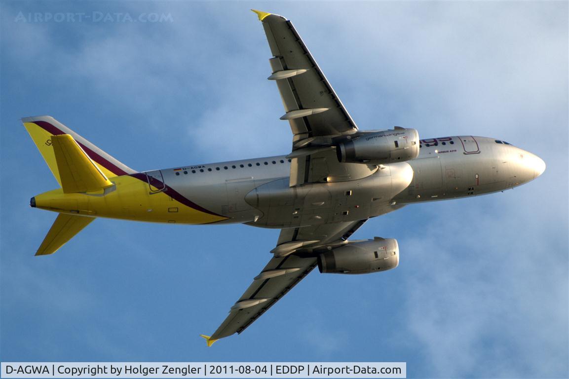 D-AGWA, 2006 Airbus A319-132 C/N 2813, Departing LEJ via two six left in golden sunlight