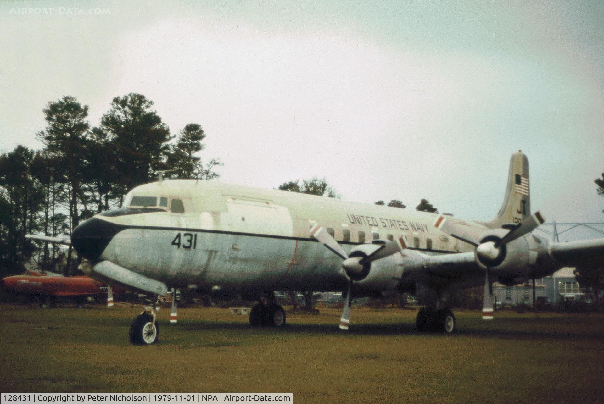 128431, 1952 Douglas VC-118B Liftmaster (R6D-1) C/N 43404, C-118B Liftmaster of Patrol Squadron VP-52 as displayed at the Pensacola Naval Aviation Museum in Novembr 1979.