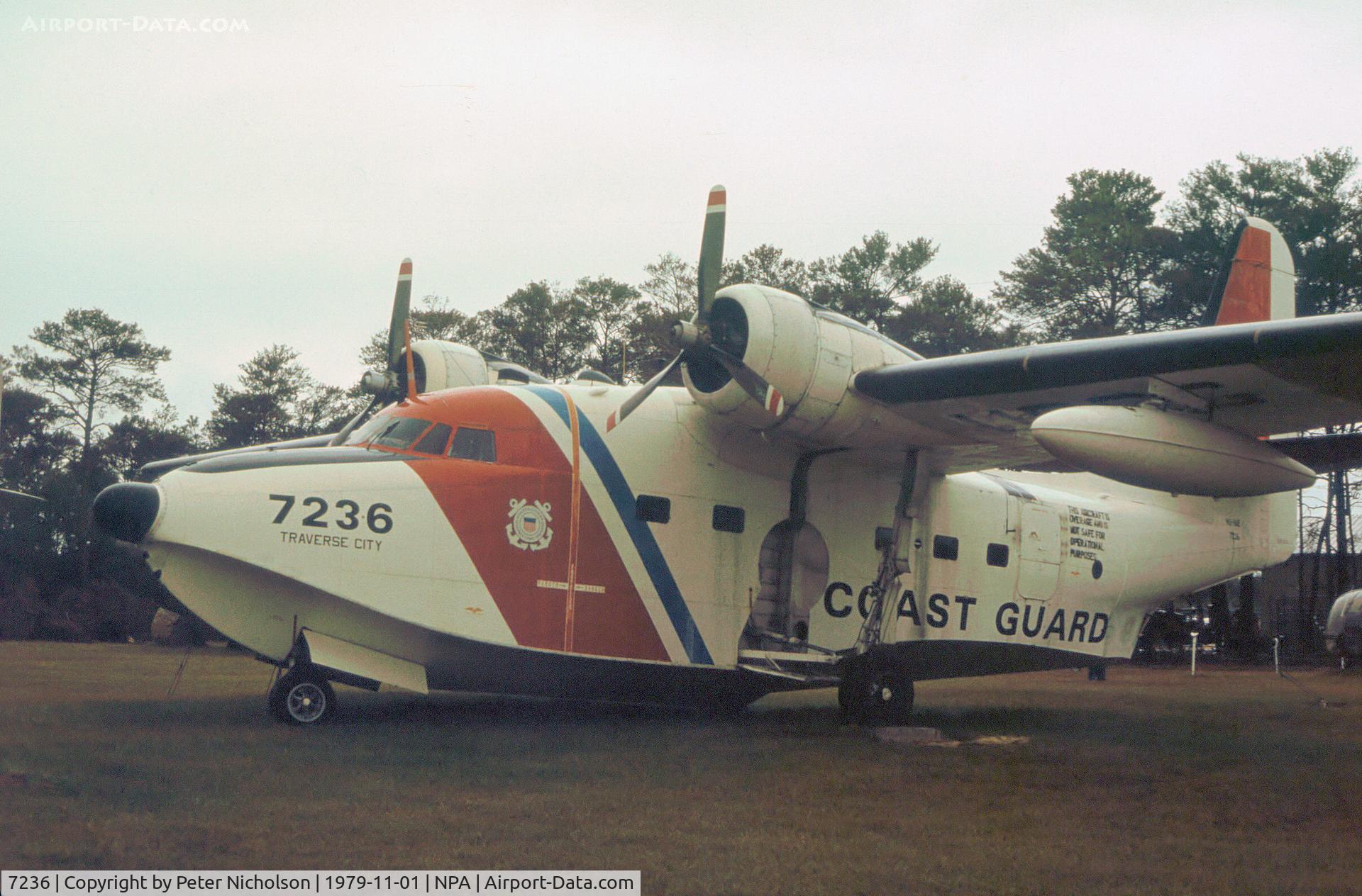 7236, Grumman UF-1G (HU-16B) Albatross C/N G-322, United States Coast Guard HU-16E Albatross on display at the Pensacola Naval Aviation Museum in November 1979.