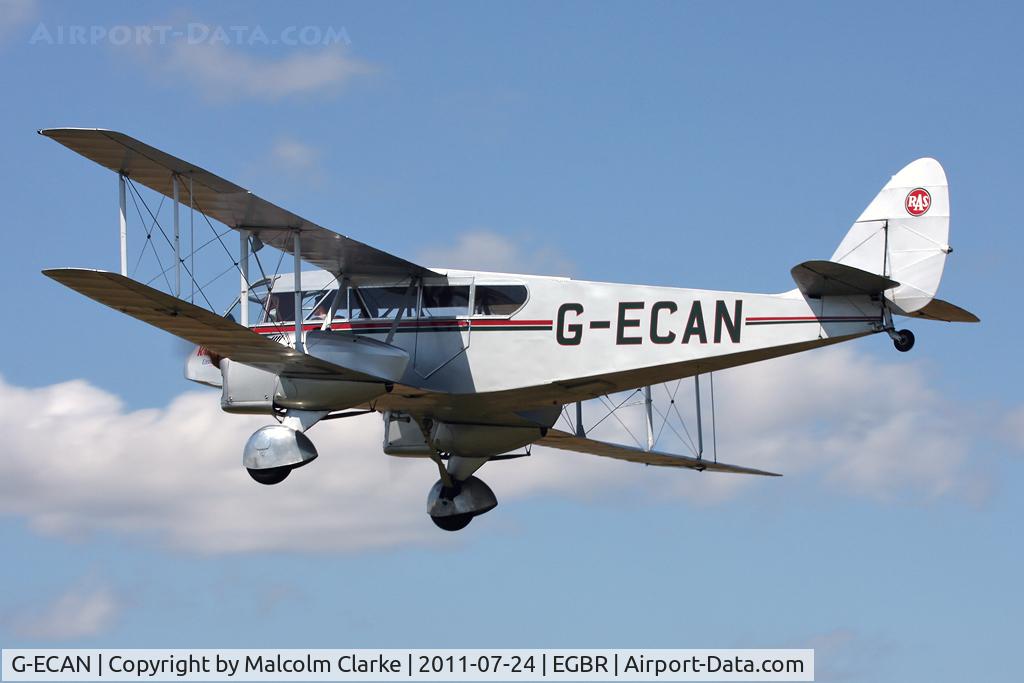 G-ECAN, 1943 De Havilland Australia DH-84 Dragon 3 C/N DHA2048, De Havilland DH84 Dragon departs Breighton Airfield's Wings & Wheels Weekend, July 2011.
