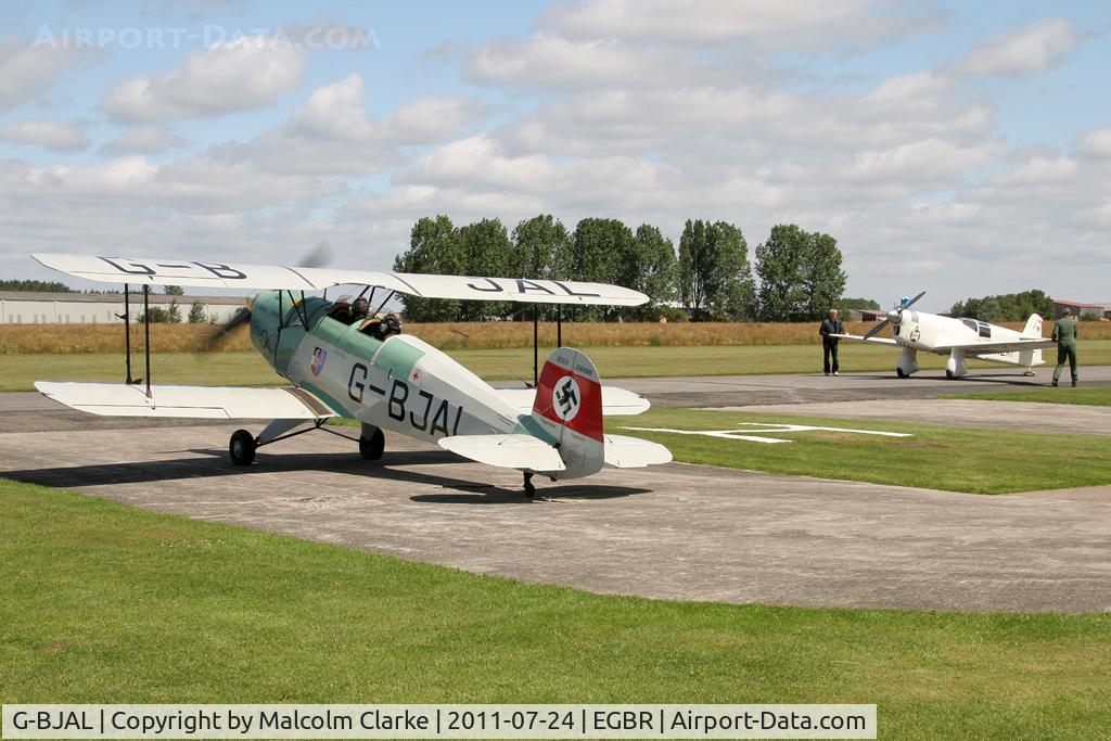 G-BJAL, 1957 Bucker 1-131E Jungmann C/N 1028, Casa 1-131E Srs 1000 Jungmann at Breighton Airfield's Wings & Wheels Weekend, July 2011.