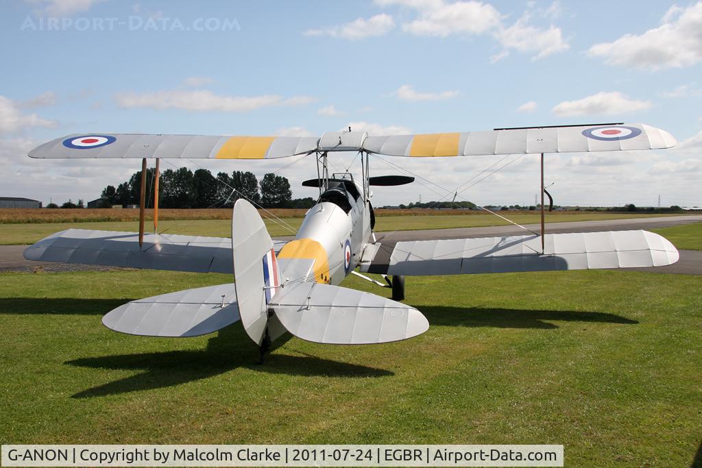 G-ANON, 1941 De Havilland DH-82A Tiger Moth II C/N 84270, De Havilland DH82A Tiger Moth  at Breighton Airfield's Wings & Wheels Weekend, July 2011.