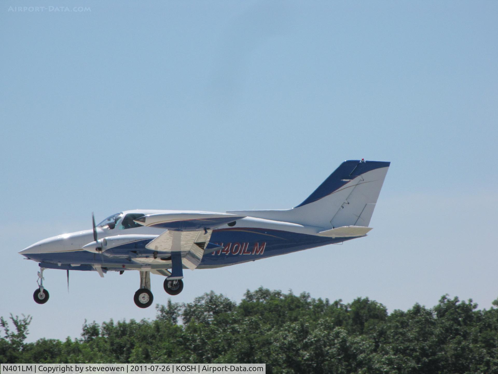 N401LM, Cessna 401B C/N 401B-0209, landing at KOSH during EAA2011