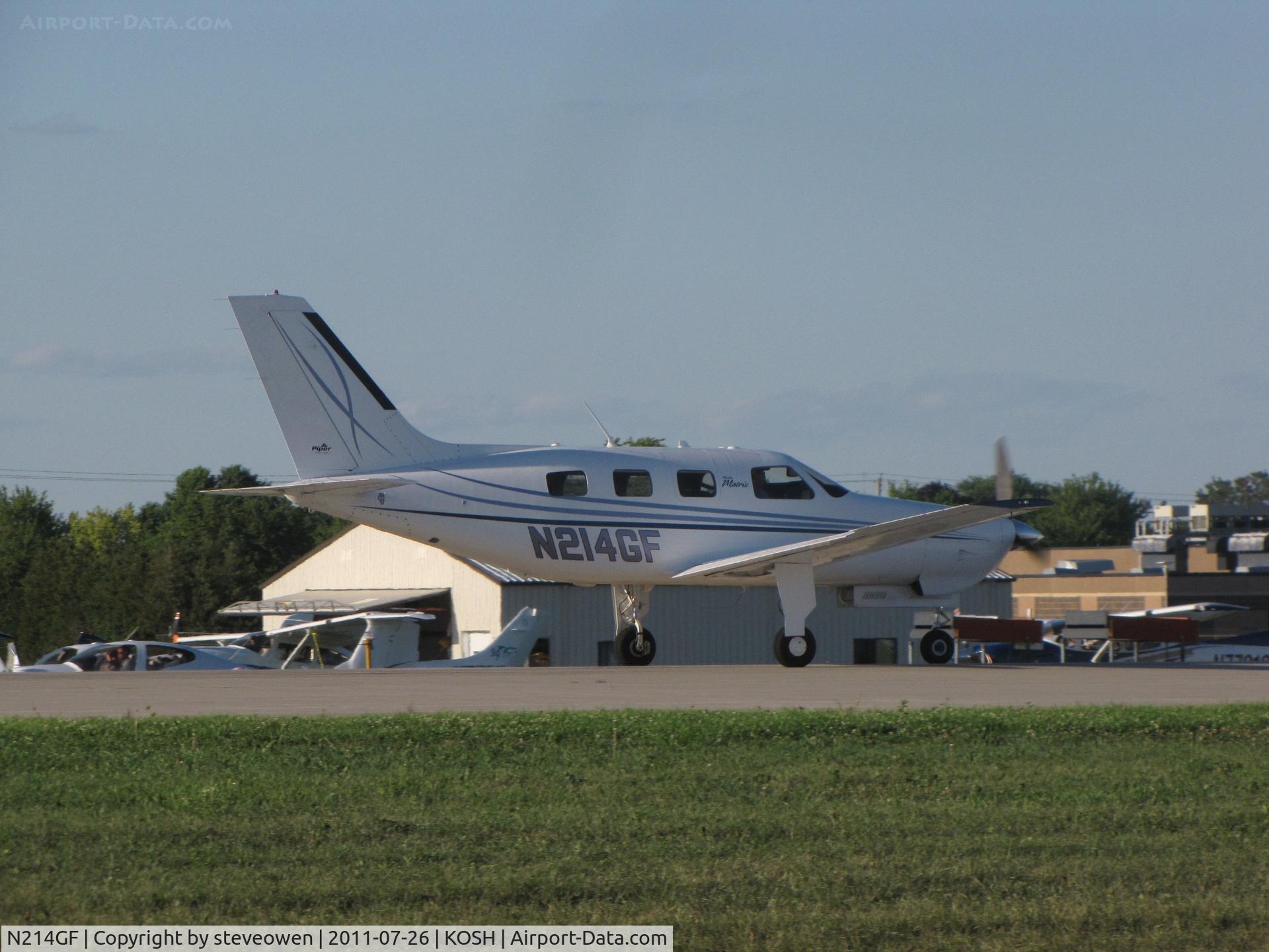 N214GF, 2008 Piper PA-46R-350T Malibu Matrix C/N 4692008, landing at KOSH EAA 2011