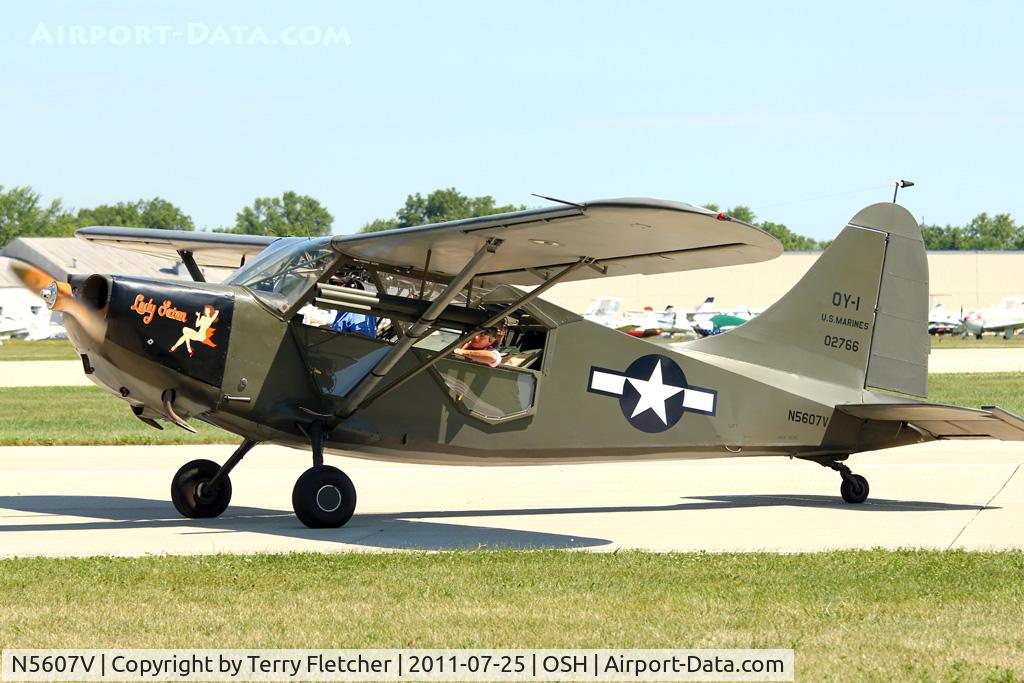 N5607V, 1944 Stinson L-5B Sentinel C/N 2946, 1942 Stinson L-5B, c/n: 2946
ex 42-99699  and Bu02766 as an OY-1
at 2011 Oshkosh