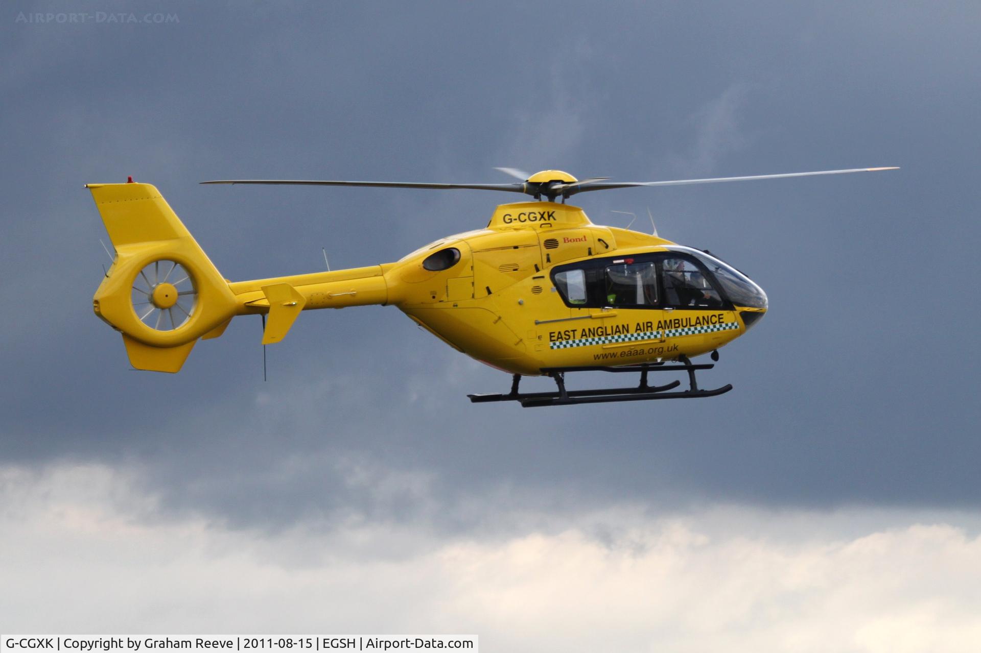 G-CGXK, 1998 Eurocopter EC-135T-1 C/N 0044, About to land.