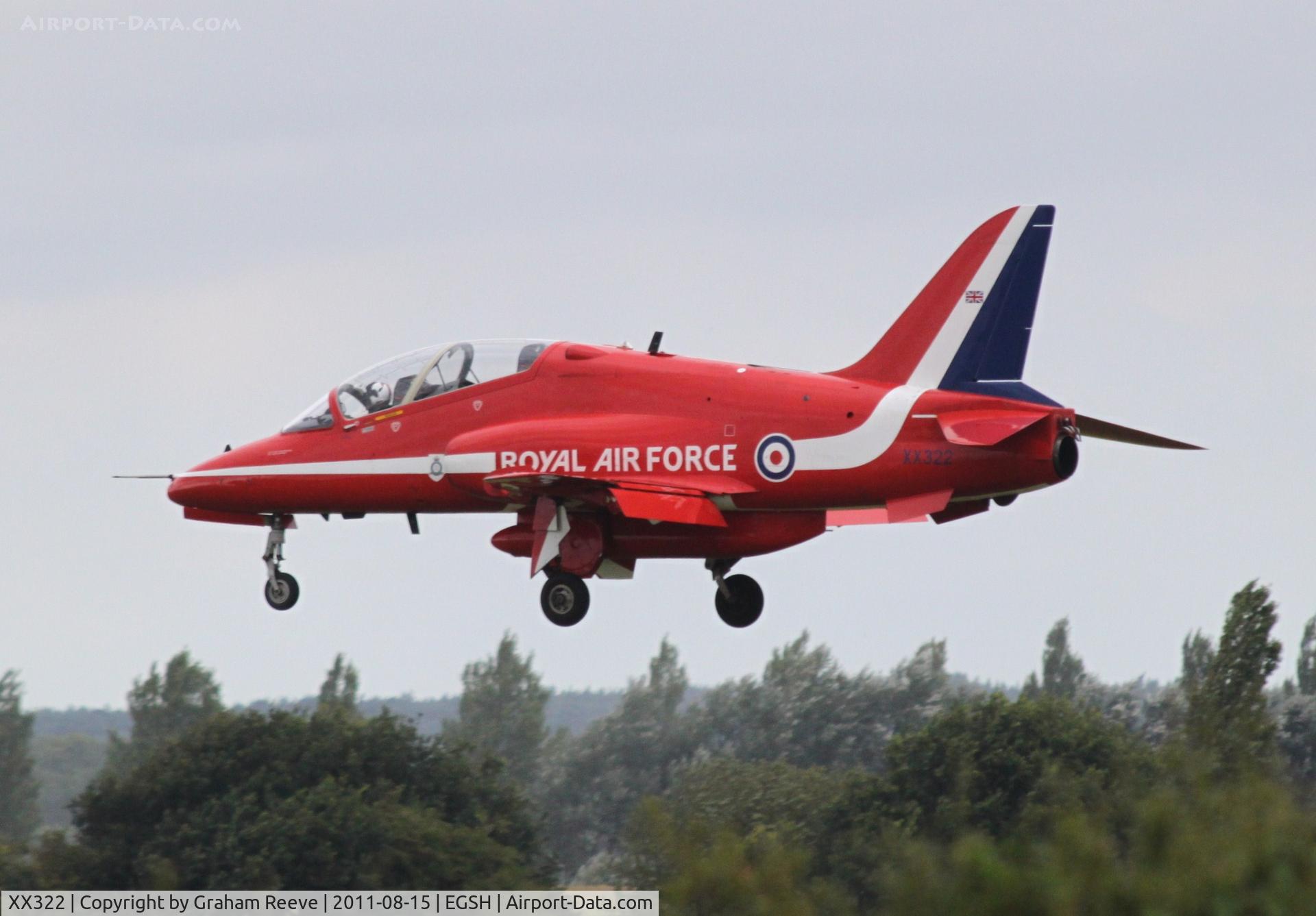 XX322, 1980 Hawker Siddeley Hawk T.1A C/N 165/312147, About to touch down.