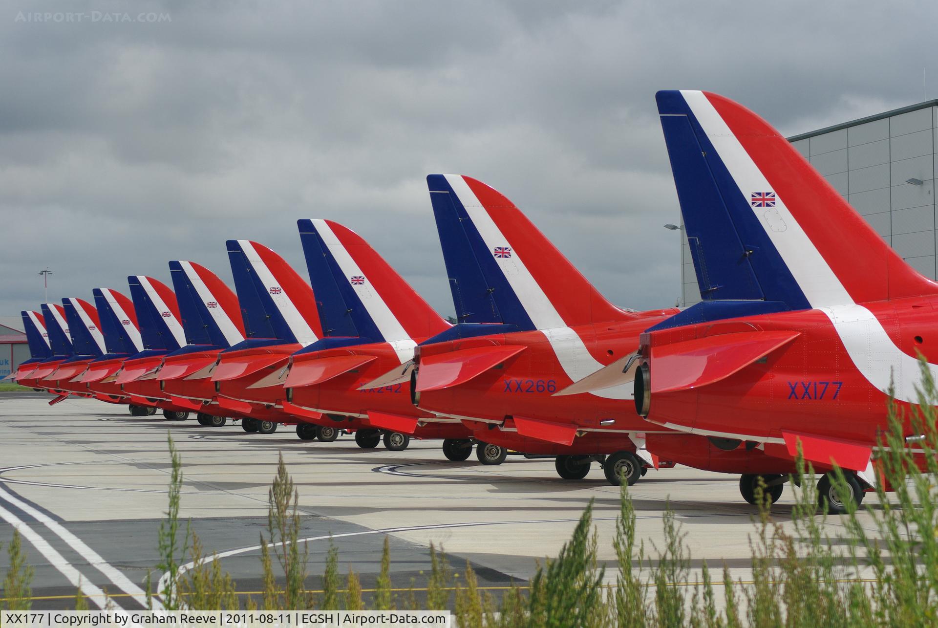 XX177, 1977 Hawker Siddeley Hawk T.1 C/N 024/312024, Red Arrows at Norwich.