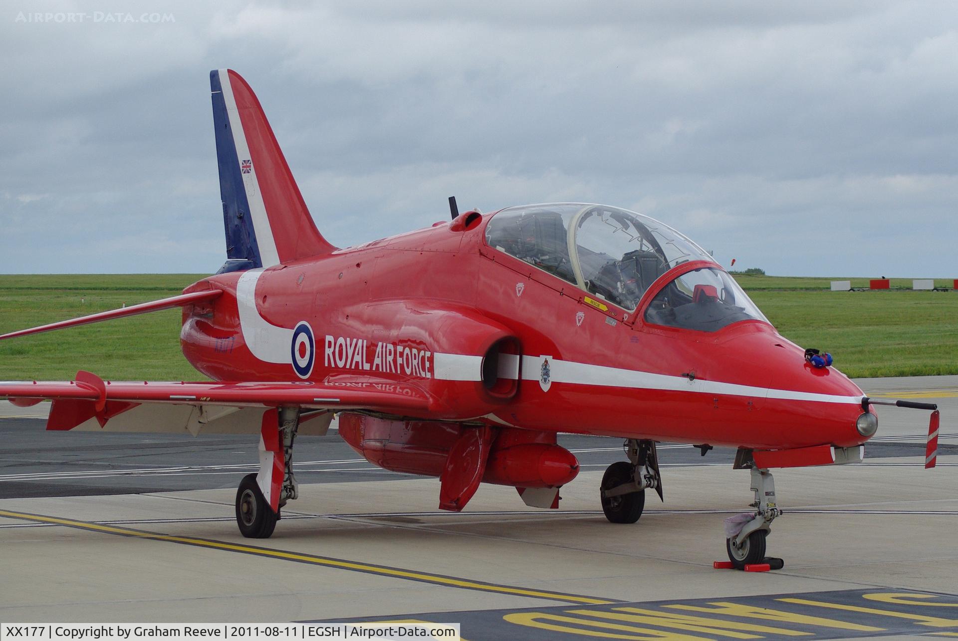 XX177, 1977 Hawker Siddeley Hawk T.1 C/N 024/312024, Parked at Norwich.