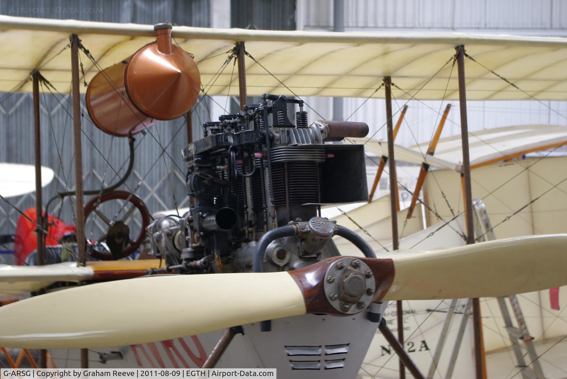G-ARSG, 1964 Avro Roe Triplane Type IV replica C/N TRI.1, Close up of the engine.