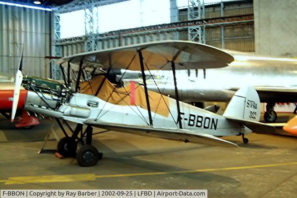 F-BBON, Stampe-Vertongen SV-4C C/N 322, SNCAN Stampe SV.4A [322] Bordeaux-Merignac~F 25/09/2002.