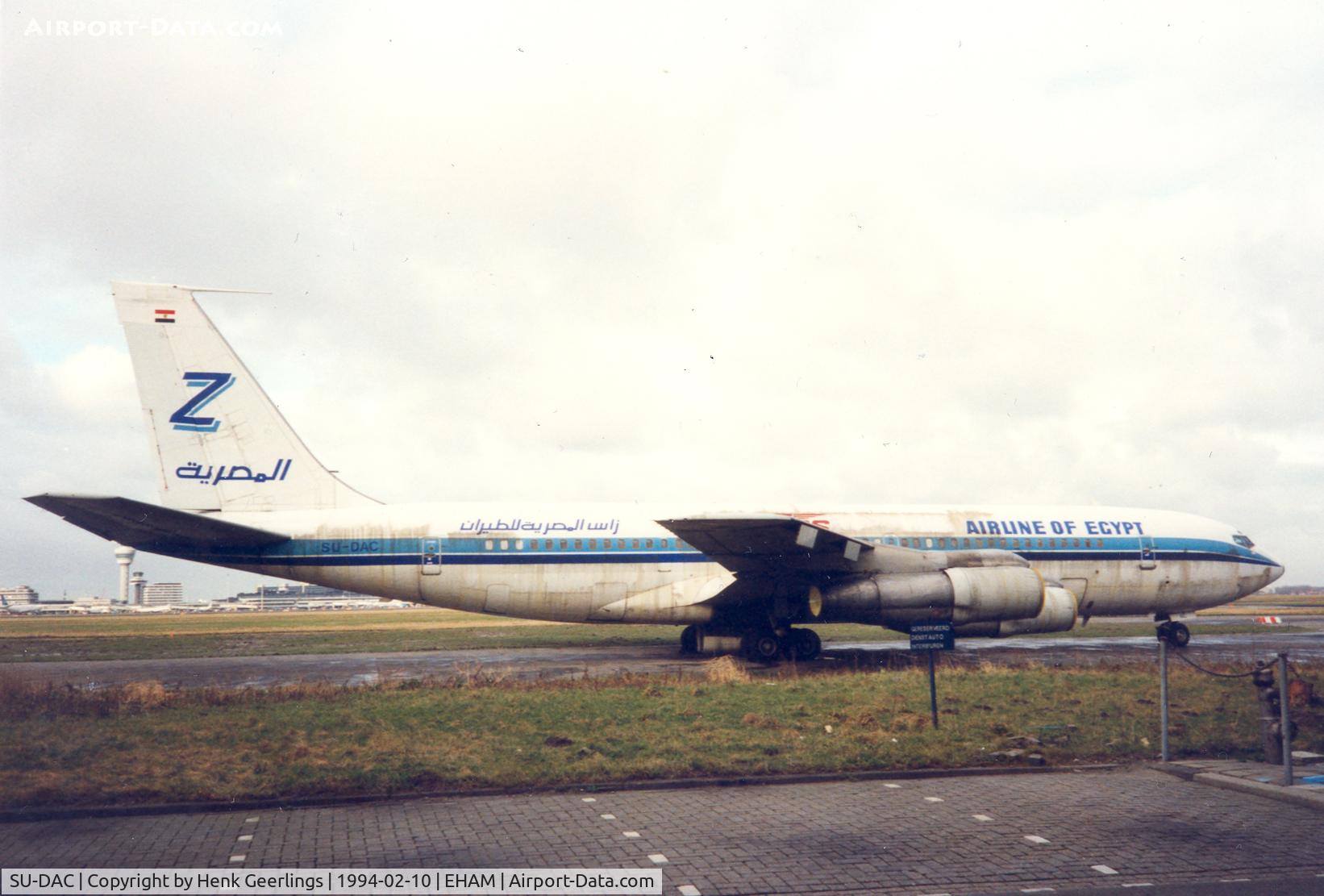 SU-DAC, 1968 Boeing 707-336C C/N 19843, ZAS Airline of Egypt.Plane impounded at Schiphol Airport. Feb 1994   Photo taken by Martijn Geerlings