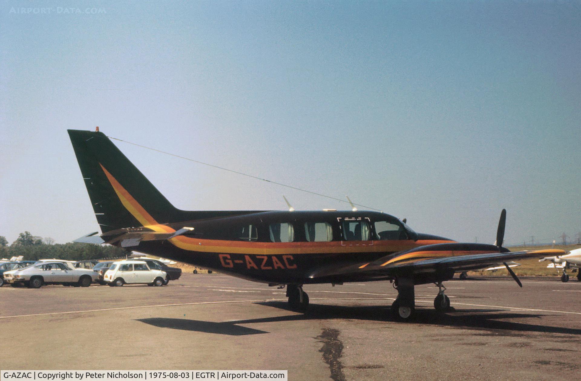 G-AZAC, 1971 Piper PA-31-310 Navajo Navajo C/N 31-701, PA-31 Navajo 300 as seen at Elstree in the Summer of 1975.