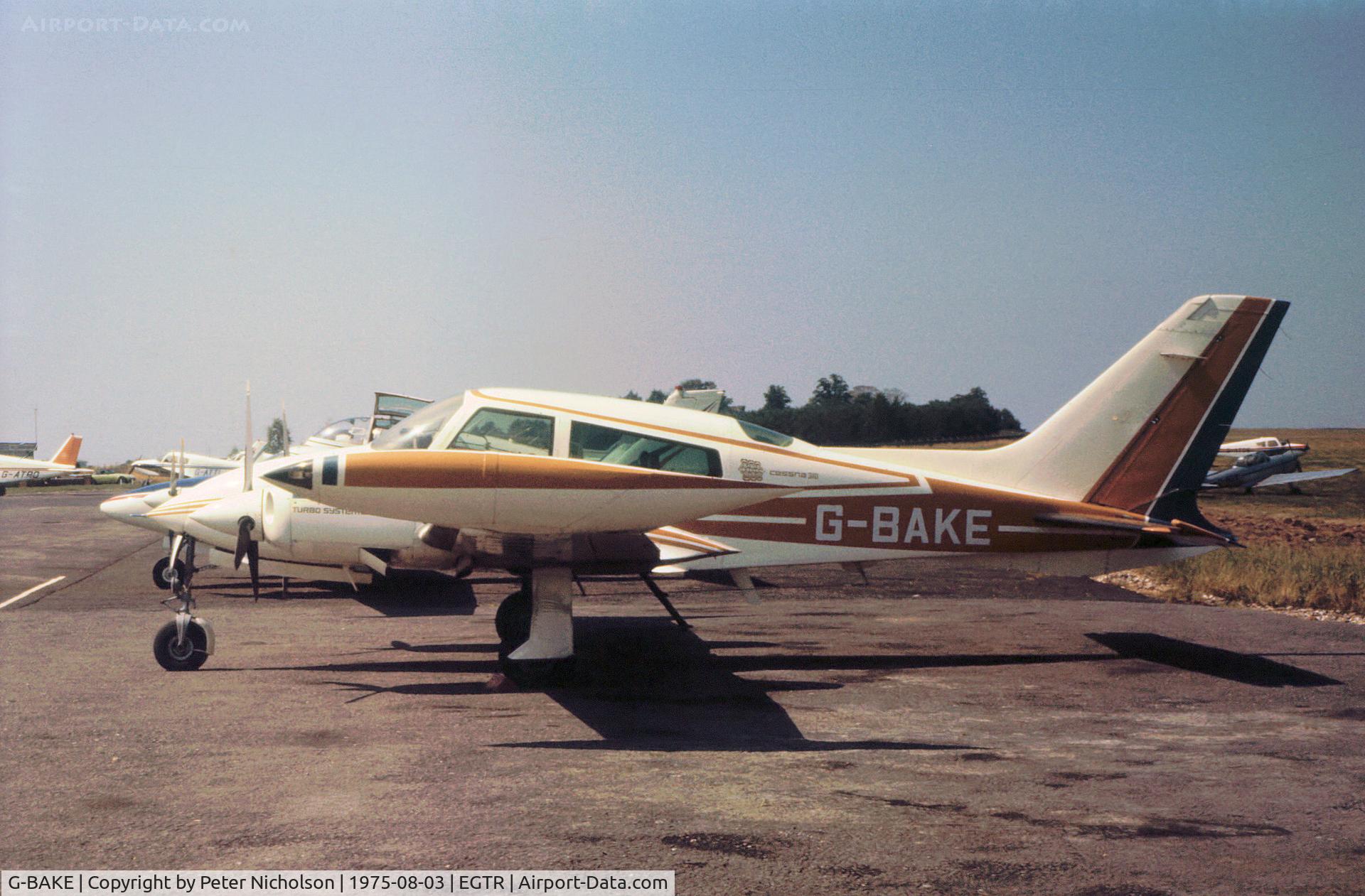 G-BAKE, 1972 Cessna T310Q C/N 310Q-0641, Cessna T310Q resident at Elstree as seen in the Summer of 1975.