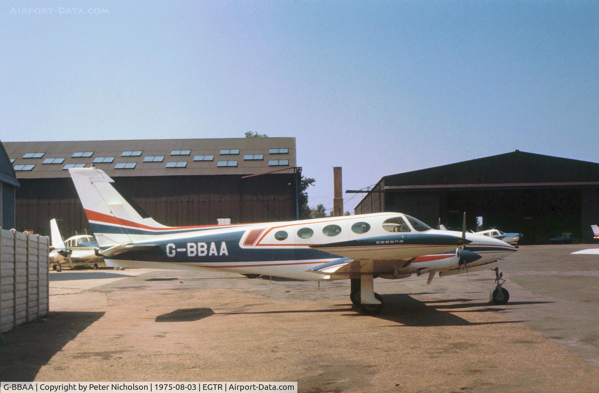 G-BBAA, 1973 Cessna 340 C/N 340-0231, Cessna 340 resident at Elstree in the Summer of 1975.