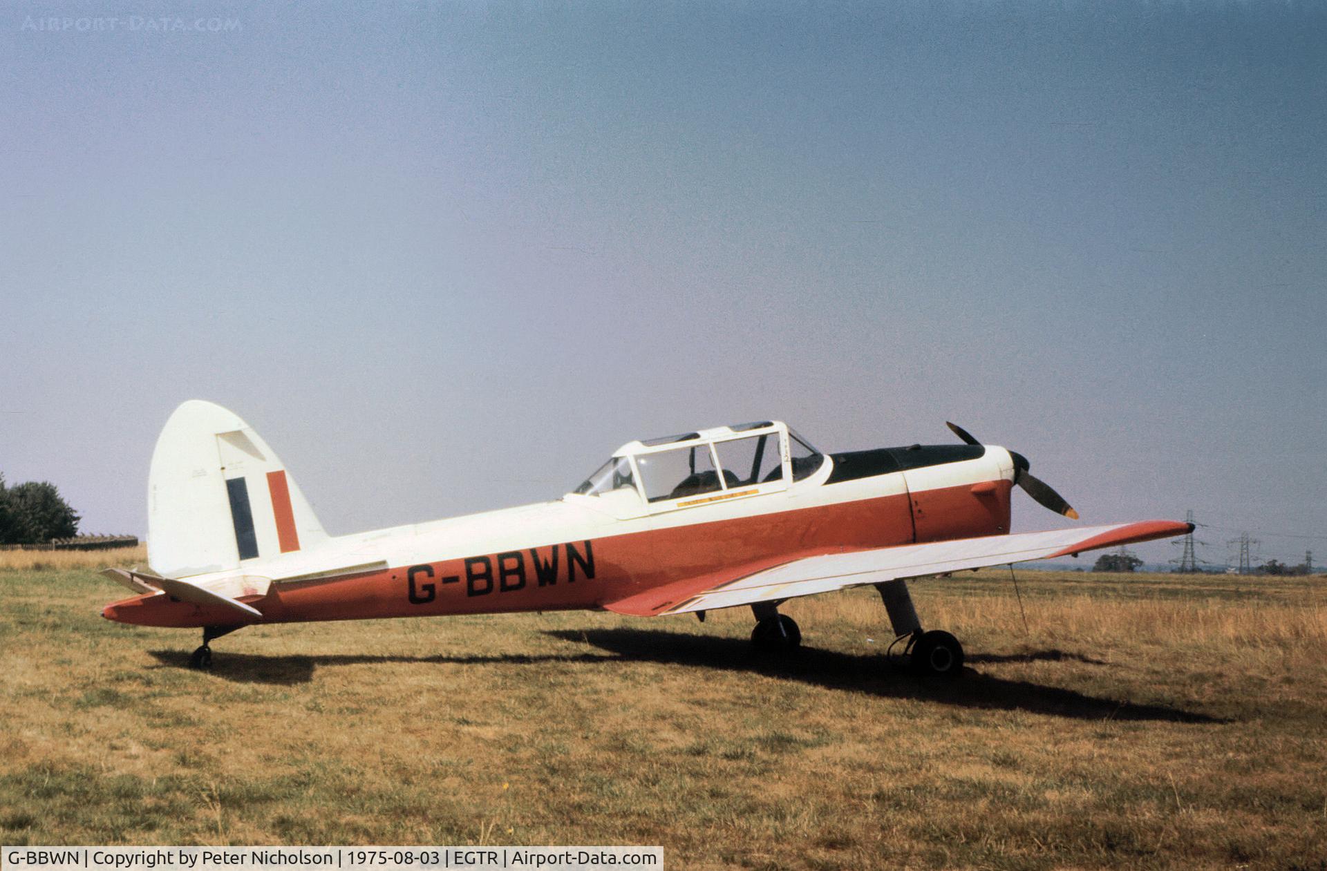 G-BBWN, 1952 De Havilland DHC-1 Chipmunk T.10 C/N C1/0913, Former Chipmunk T.10 WZ876 as seen at Elstree in the Summer of 1975.