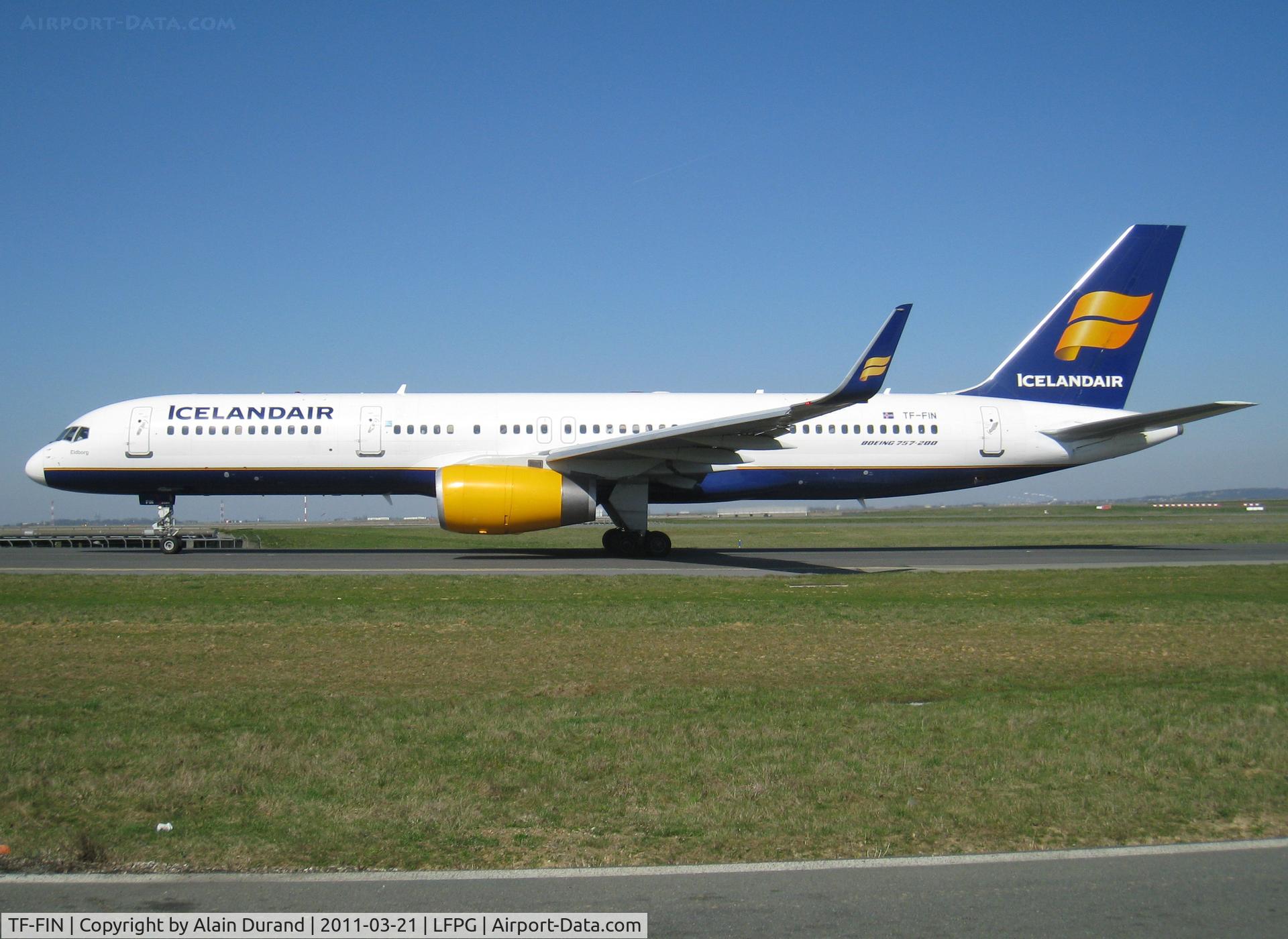 TF-FIN, 1997 Boeing 757-208 C/N 28989, Delivered new to FI in 1998, named then Bryndis. Leased to sister company Loftleidir in 2003. Reintegrated in the fleet a year later and named 