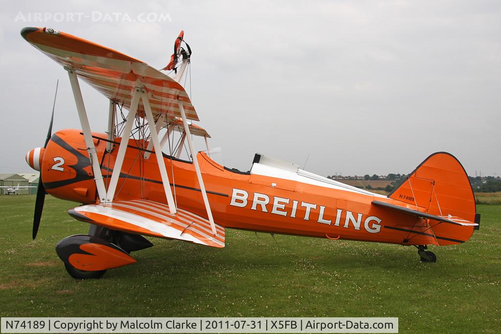 N74189, 1941 Boeing PT-17/R985 Kaydet (A75N1) C/N 75-717, Stearman PT-17 Kaydet At Fishburn Airfield, July 2011.