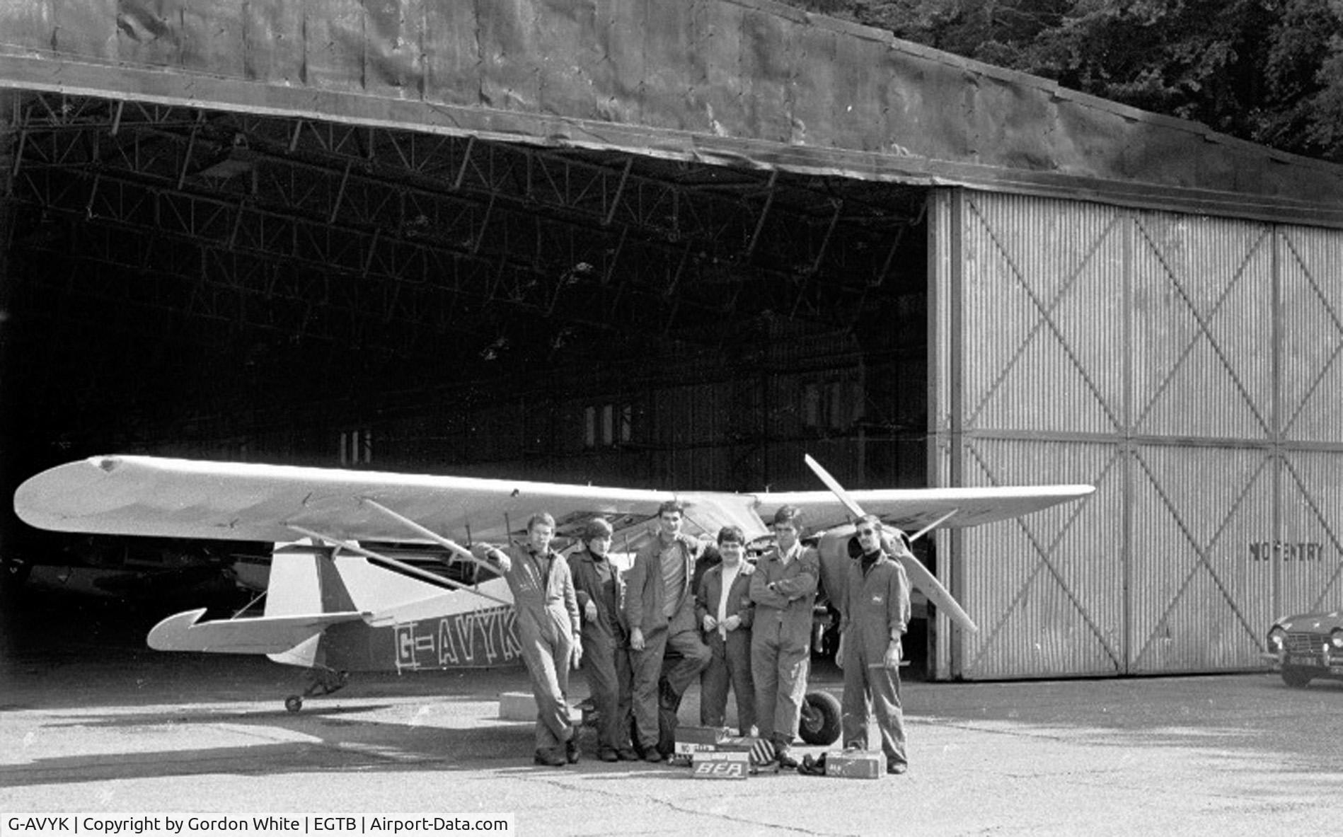G-AVYK, 1967 Beagle A-61 Terrier 3 C/N B.642, This aircraft was owned by BEA/BOAC, we as engineering apprentices went to Booker to work on it, spent one week in billets there.