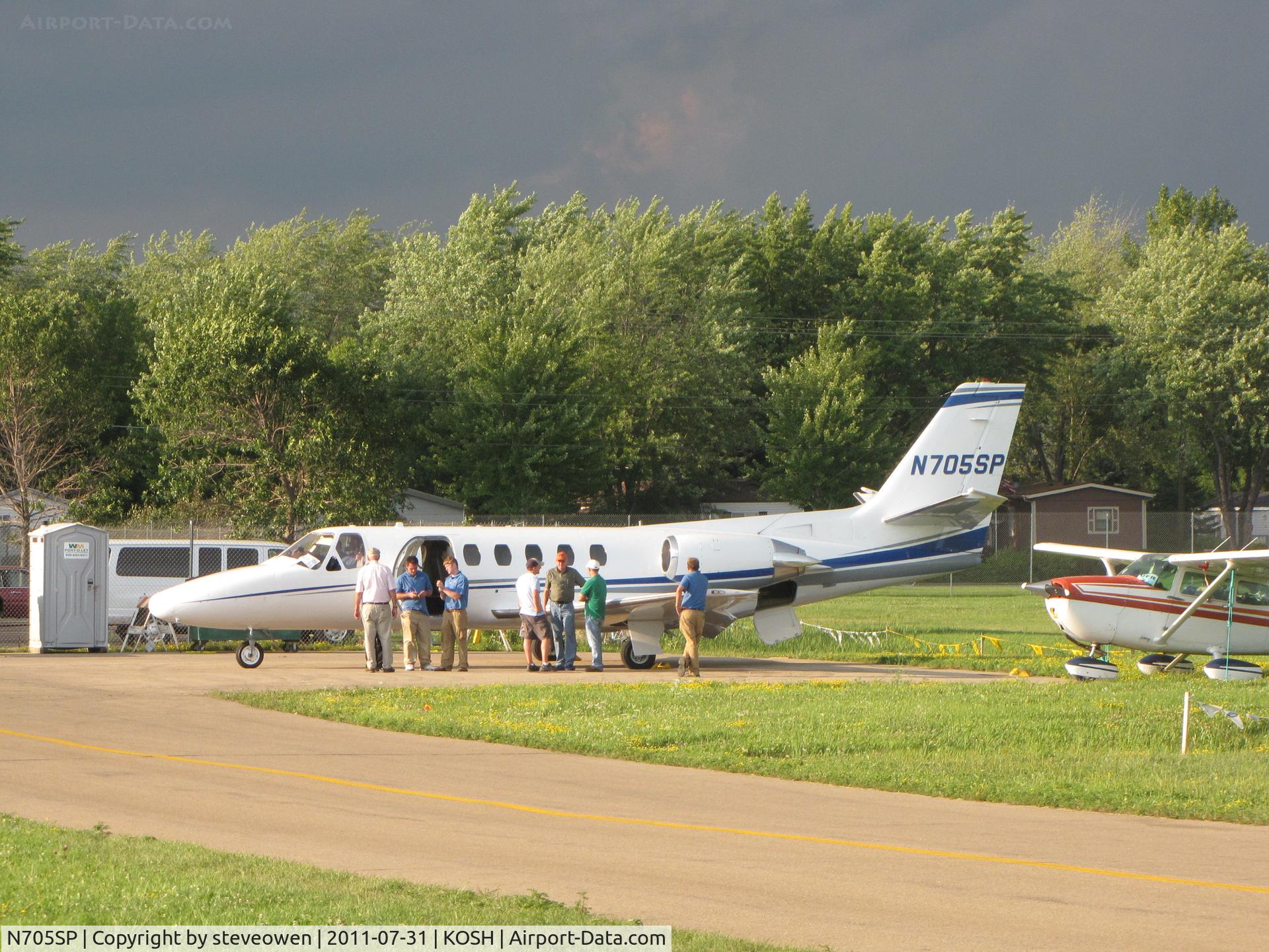 N705SP, 1985 Cessna S550 Citation IIS C/N S550-0048, Basking in the evening sun at EAA2011