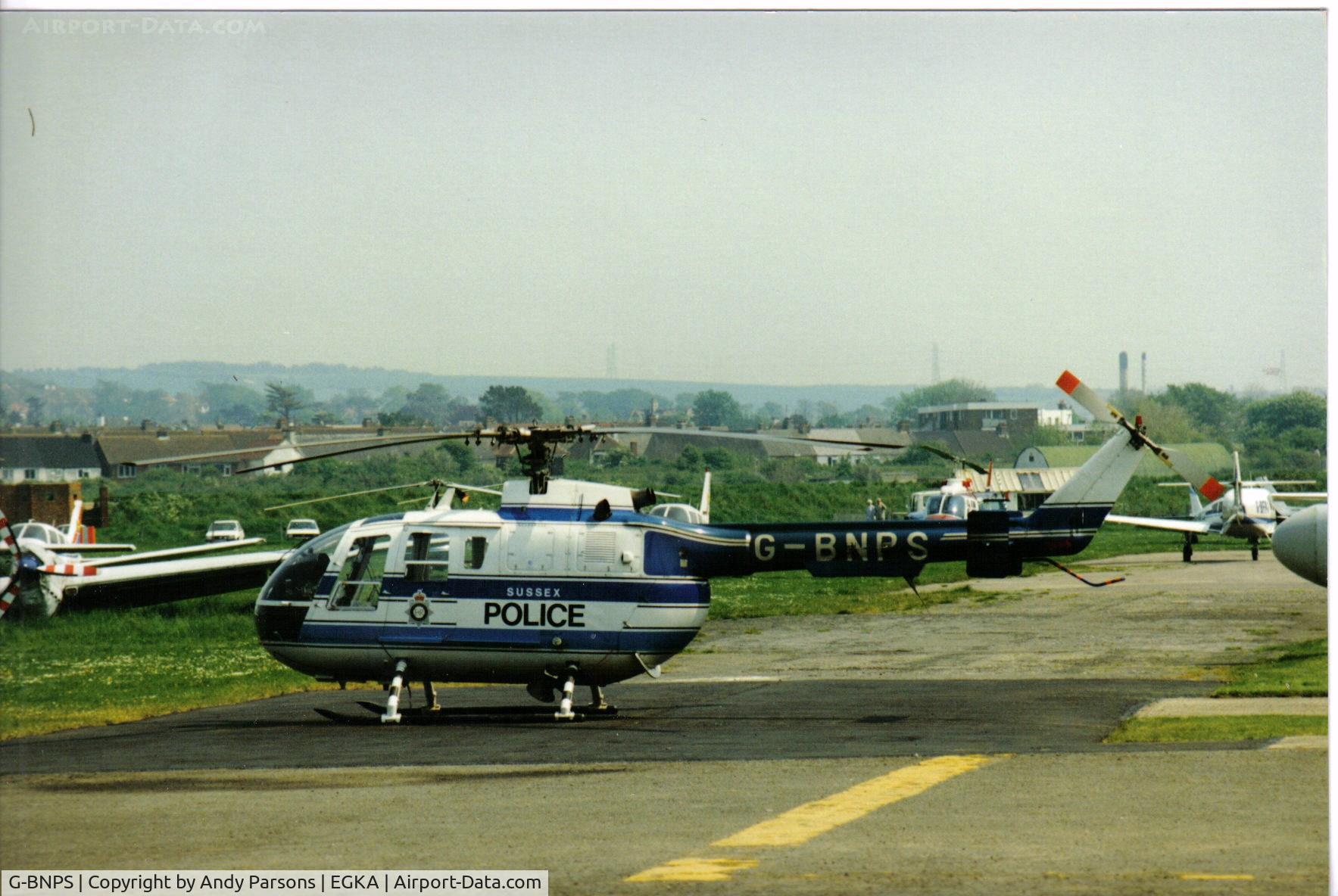 G-BNPS, 1980 MBB Bo-105DBS-4 C/N S.421, The 1st helicopter operated by Sussex Police from Shoreham (scanned print)