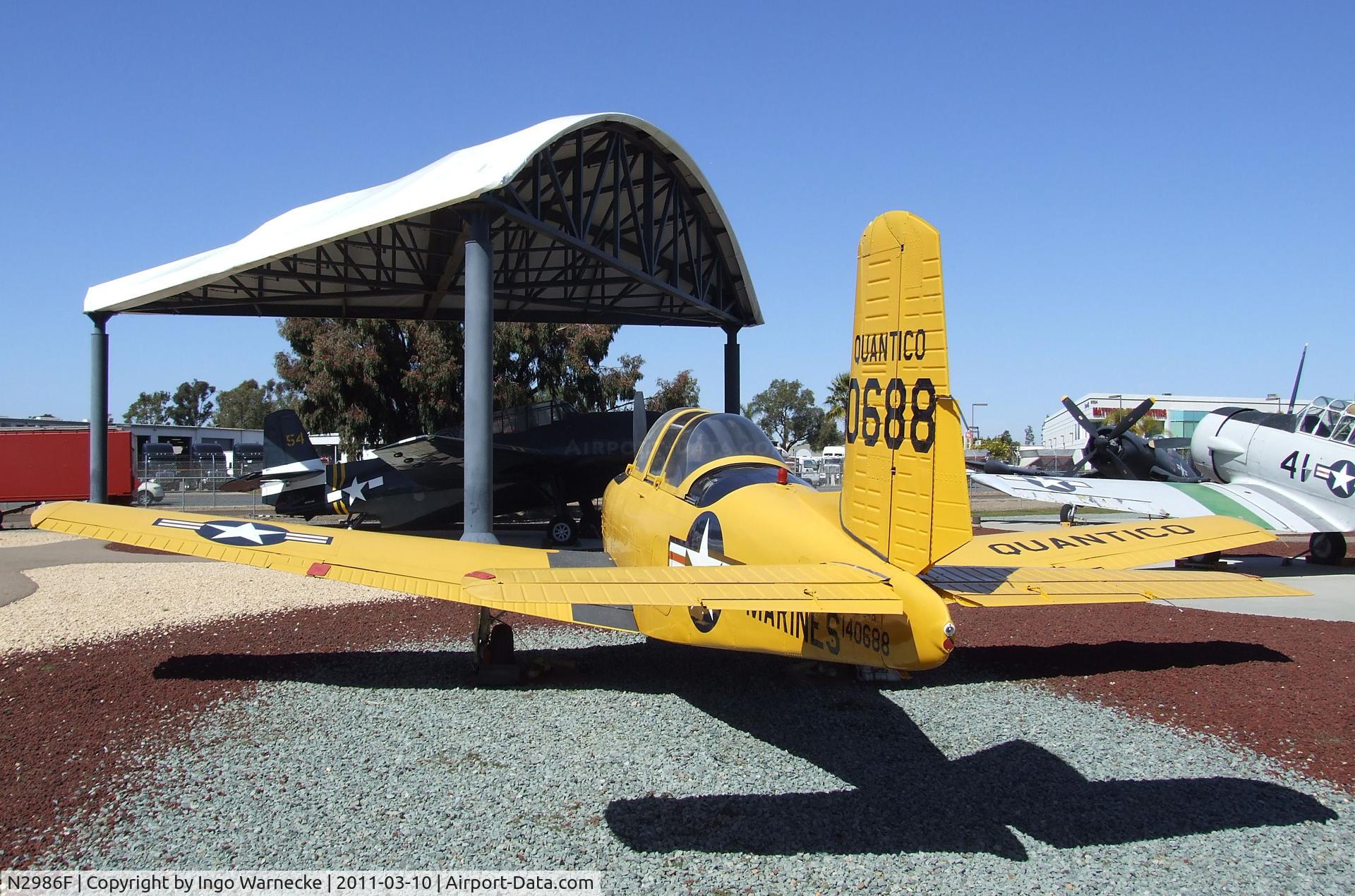 N2986F, 1955 Beech D-45 (T-34B) Mentor C/N BG-22, Beechcraft D-45 / T-34B Mentor at the Flying Leatherneck Aviation Museum, Miramar CA