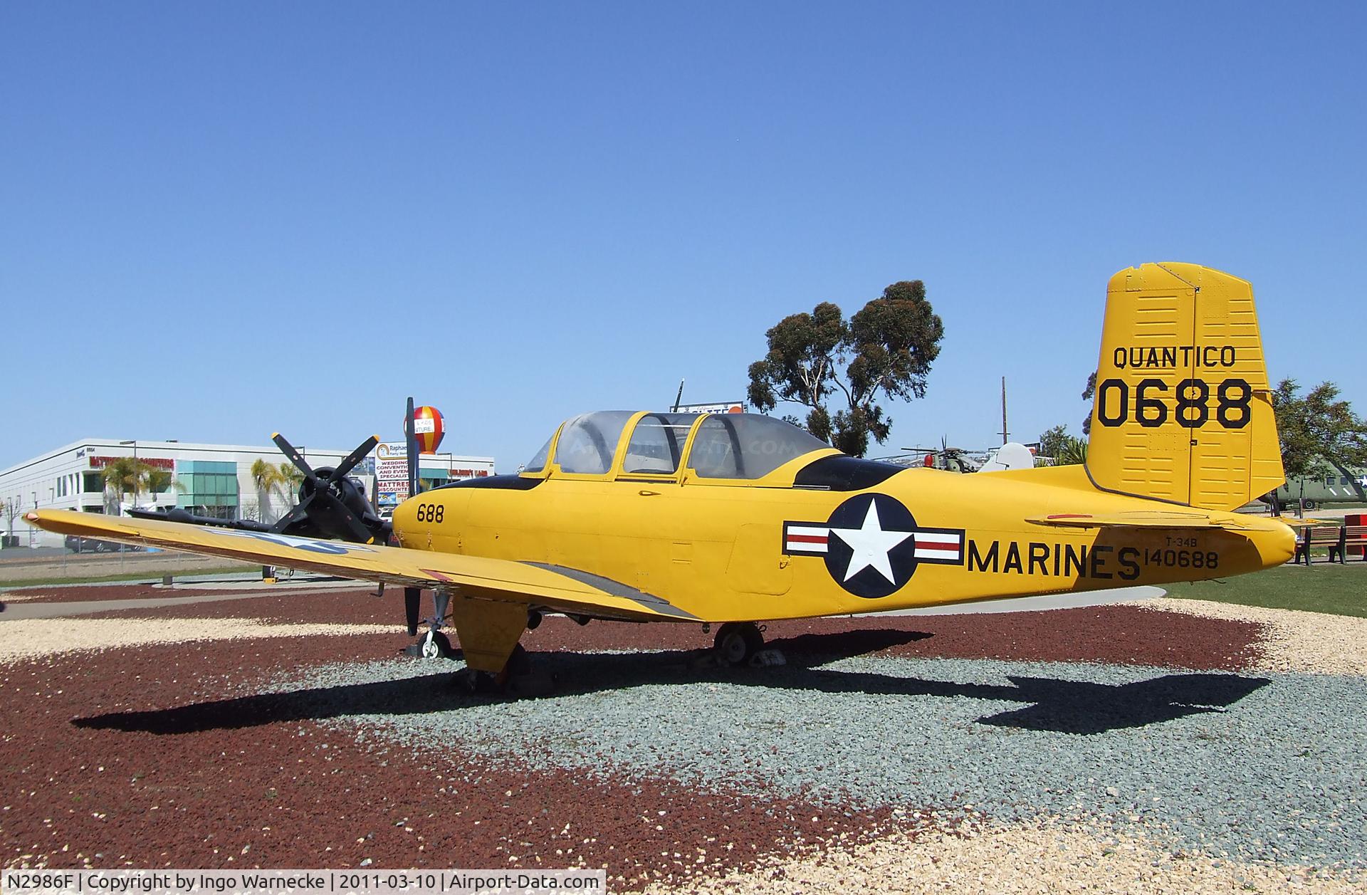 N2986F, 1955 Beech D-45 (T-34B) Mentor C/N BG-22, Beechcraft D-45 / T-34B Mentor at the Flying Leatherneck Aviation Museum, Miramar CA