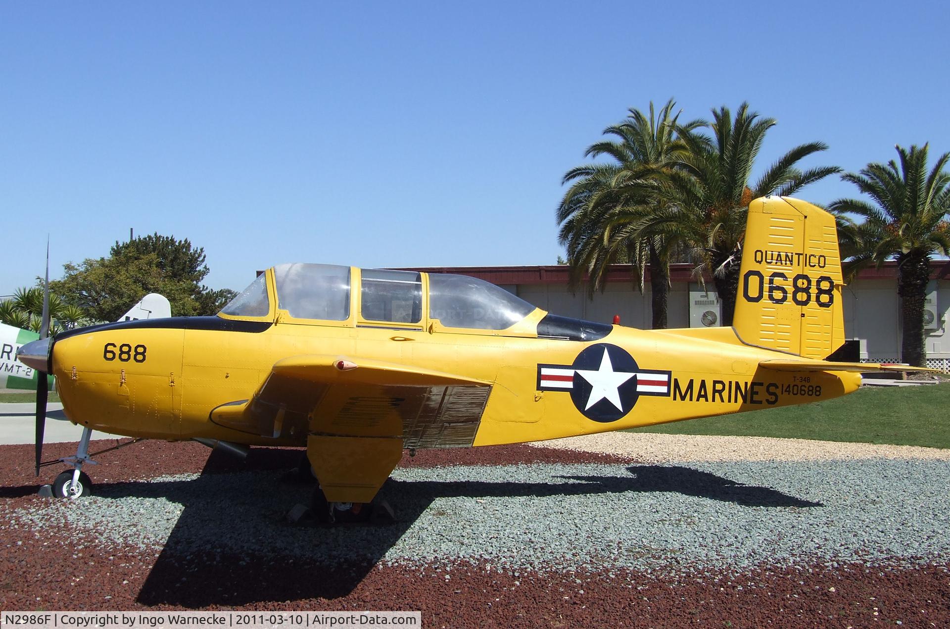 N2986F, 1955 Beech D-45 (T-34B) Mentor C/N BG-22, Beechcraft D-45 / T-34B Mentor at the Flying Leatherneck Aviation Museum, Miramar CA