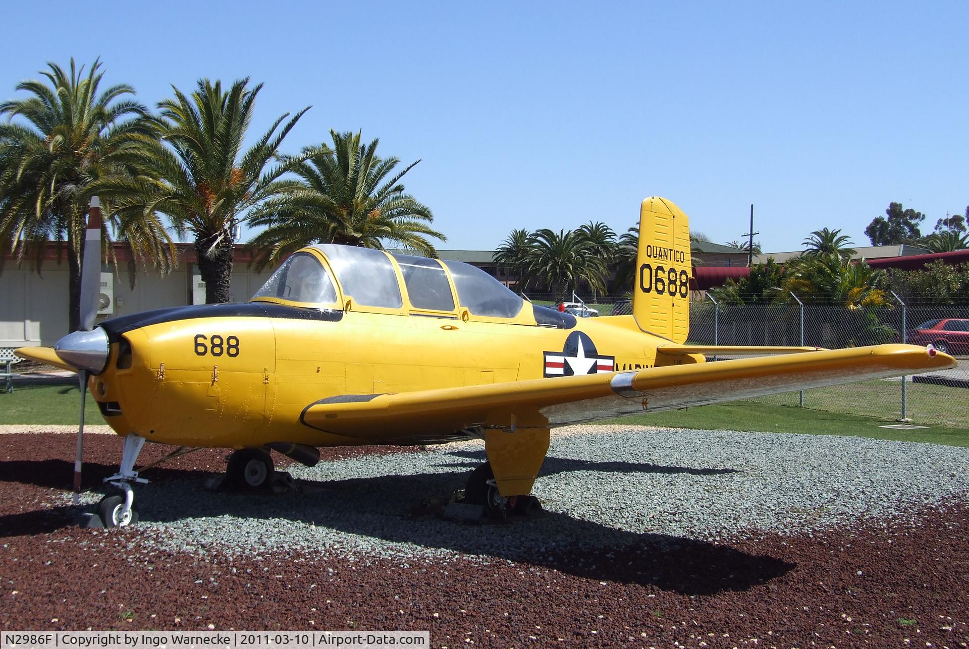 N2986F, 1955 Beech D-45 (T-34B) Mentor C/N BG-22, Beechcraft D-45 / T-34B Mentor at the Flying Leatherneck Aviation Museum, Miramar CA