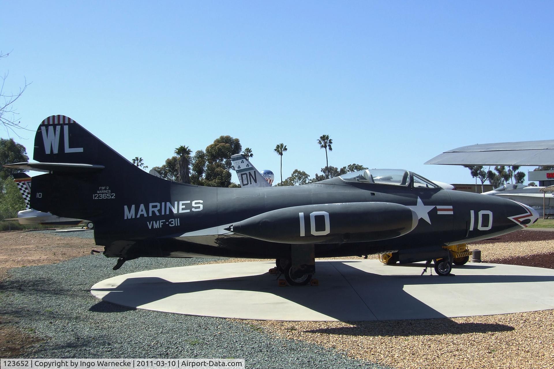 123652, Grumman F9F-2 Panther C/N K-357, Grumman F9F-2 Panther at the Flying Leatherneck Aviation Museum, Miramar CA