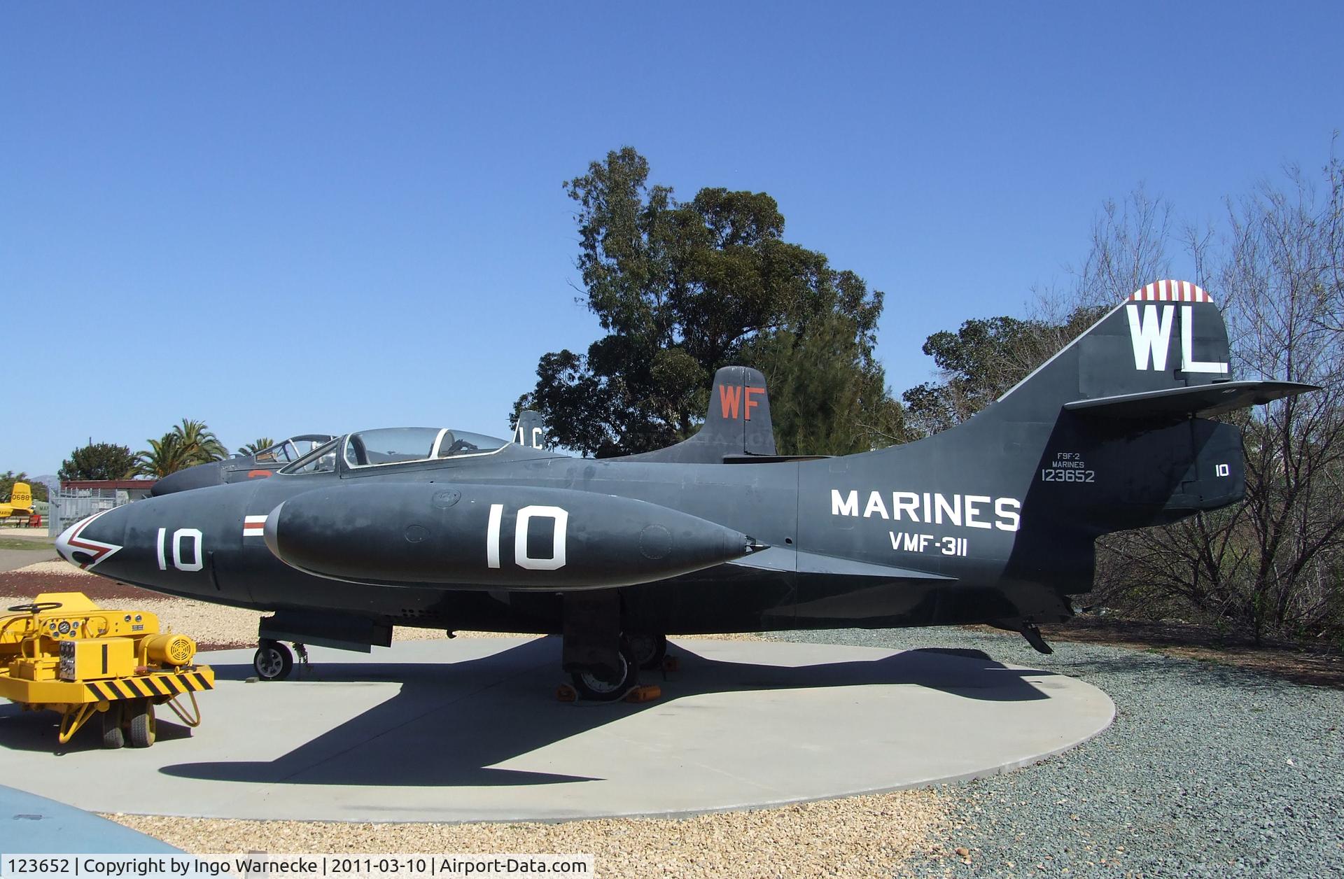 123652, Grumman F9F-2 Panther C/N K-357, Grumman F9F-2 Panther at the Flying Leatherneck Aviation Museum, Miramar CA