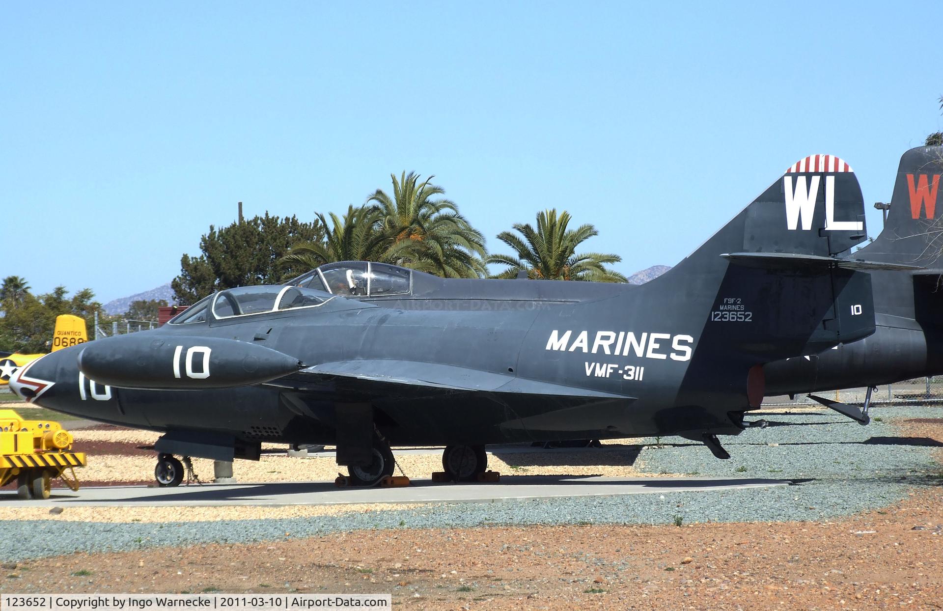 123652, Grumman F9F-2 Panther C/N K-357, Grumman F9F-2 Panther at the Flying Leatherneck Aviation Museum, Miramar CA