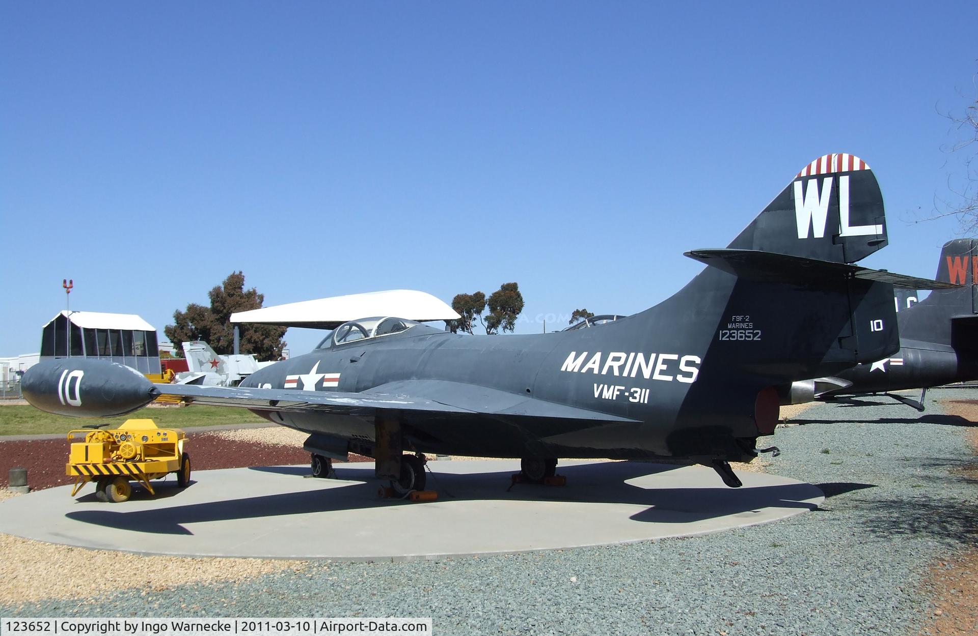 123652, Grumman F9F-2 Panther C/N K-357, Grumman F9F-2 Panther at the Flying Leatherneck Aviation Museum, Miramar CA